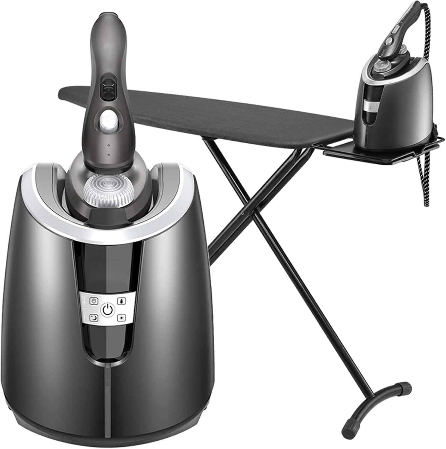 بخارگر لباس - بخارگر عمودی دو میله تلسکوپی 1800 واتی حرفه ای اتو بخار خانگی کوچک اتو دستی با میز اتو