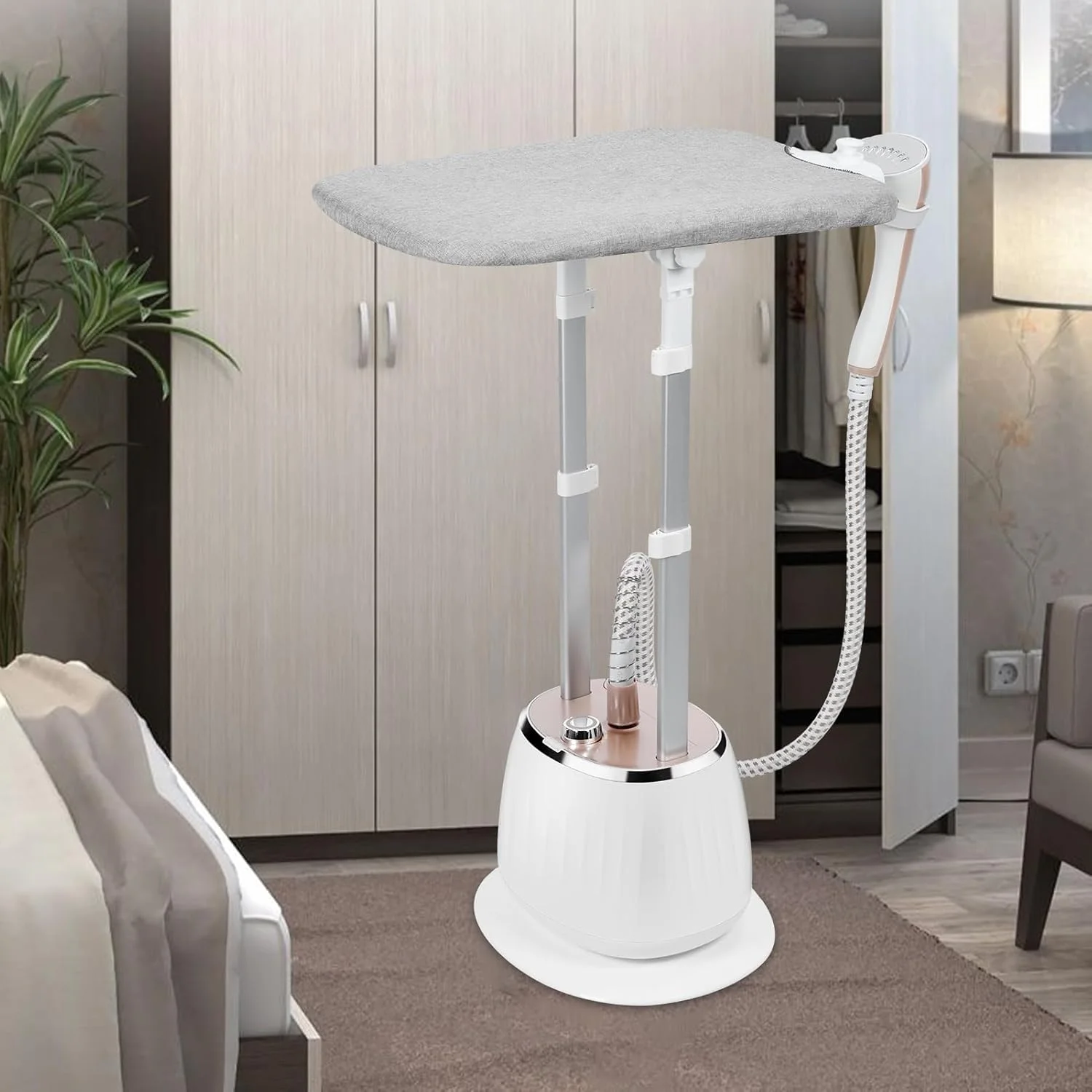 بخارگر لباس nawoefii با میز اتو، بخارگر ایستاده 1800 وات با 3 حالت و میله جمع شونده، بخارگر برقی لباس 110 ولت با مخزن آب قابل مشاهده 1.6 لیتری، 1 ست
