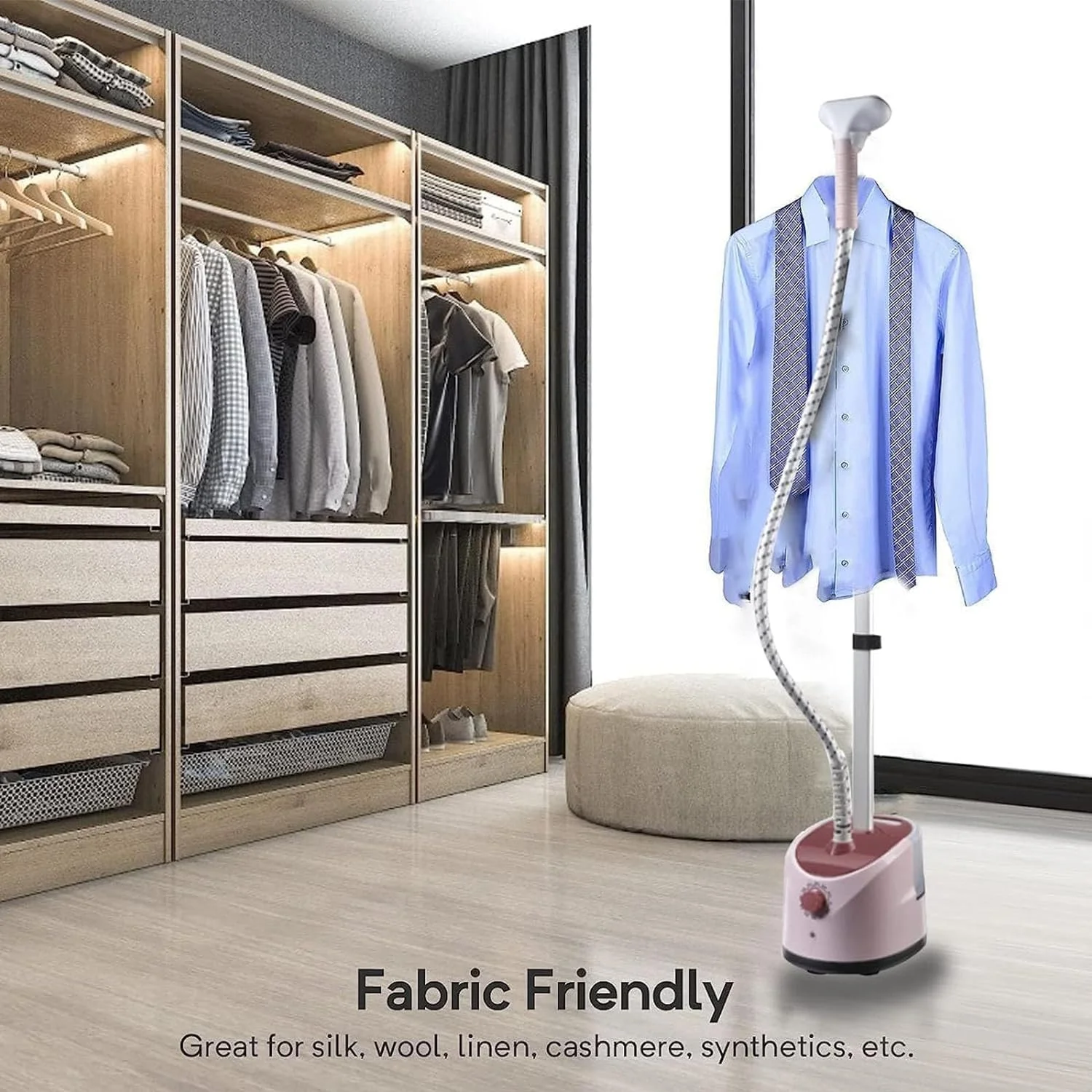 بخارگر لباس MOLOR، بخارگر عمودی لباس 2000 واتی با میز اتو با قابلیت تنظیم ارتفاع، زمان گرم شدن 40 ثانیه، شلنگ بخار عایق حرارت