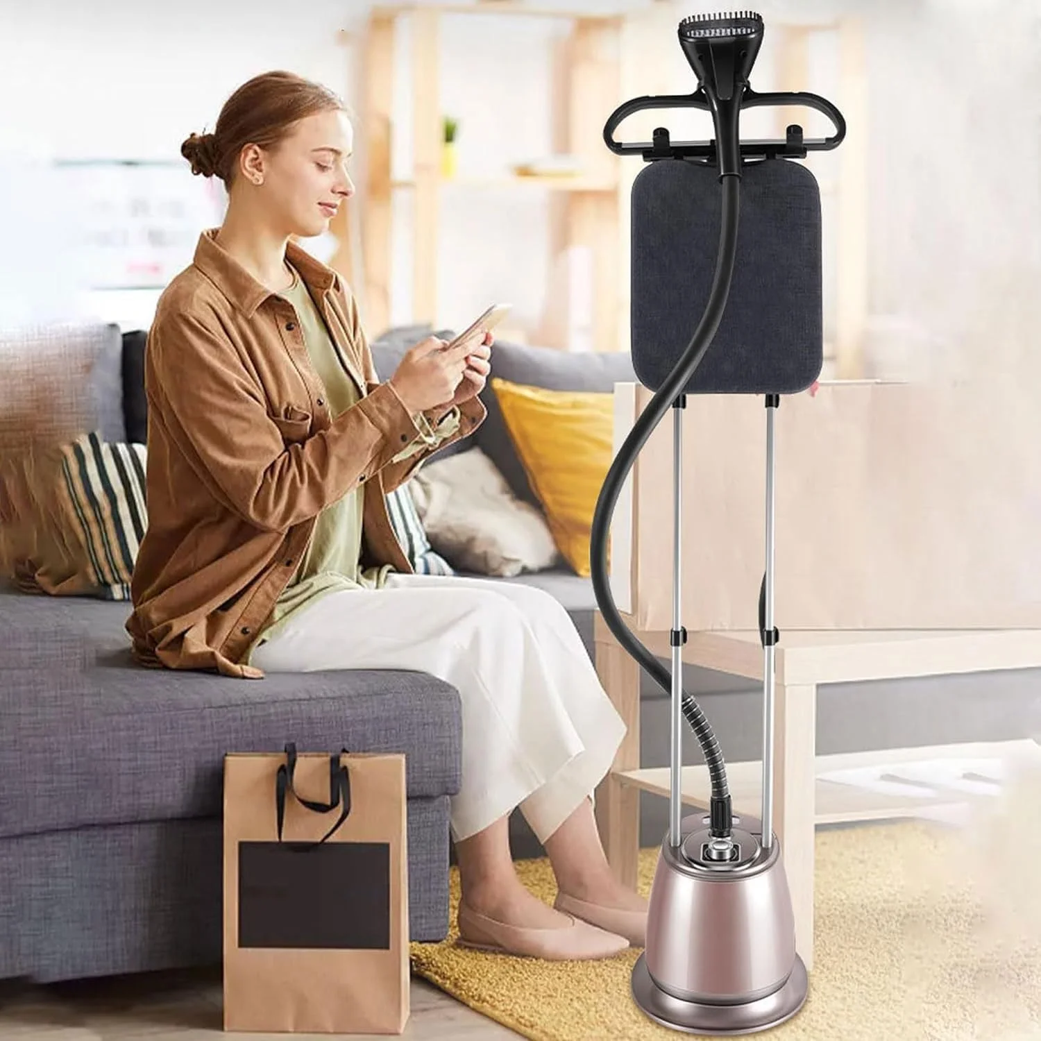 دستگاه اتو بخار ایستاده چند منظوره، اتو بخار عمودی لباس، اتو بخار سریع گرم شونده، دارای چوب لباسی با میز اتو، مخزن آب بزرگ جداشدنی 2.2 لیتری، ایده آل برای اتو کردن لباس دستگاه اتو بخار ایستاده چند منظوره، اتو بخار عمودی لباس، اتو بخار سریع گرم شونده، دارای چوب لباسی با میز اتو، مخزن آب بزرگ جداشدنی 2.2 لیتری، ایده آل برای اتو کردن لباس