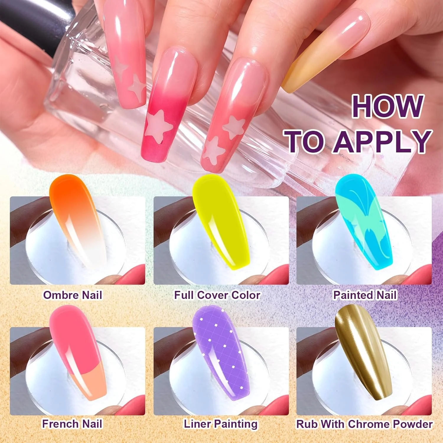 ژل طراحی گرادیانی U-Shinein، 9 رنگ لاک ژل آمبره برای ناخن های آمبره، ناخن های هاله ای، مانیکور فرانسوی، هنر ناخن DIY، پالت O