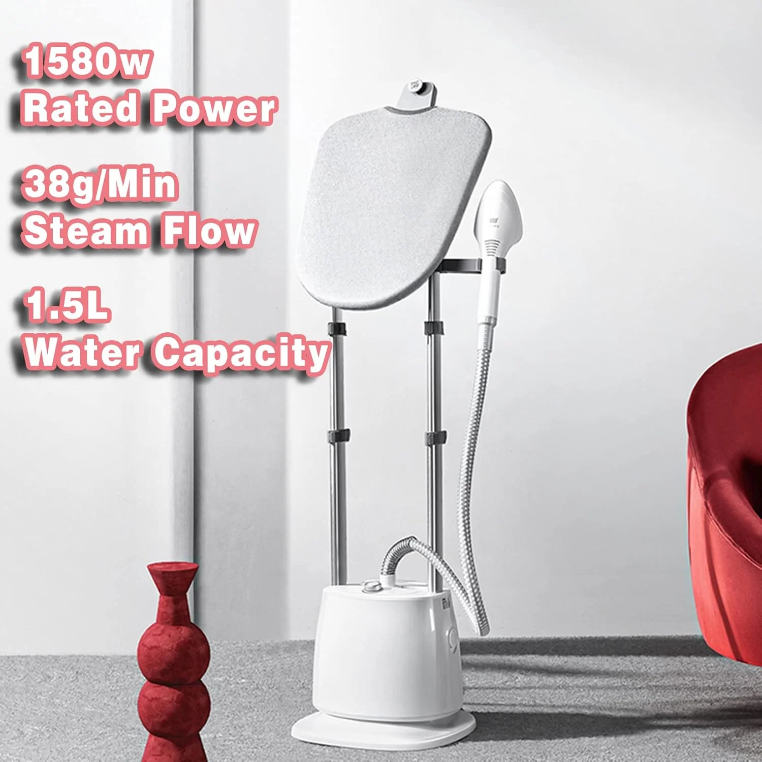 بخارگر ایستاده لباس و پارچه، 1850 وات، بخارگر قدرتمند لباس، به سرعت چروک ها را از بین می برد، بخارگر لباس با مخزن آب شفاف 1500 میلی لیتری