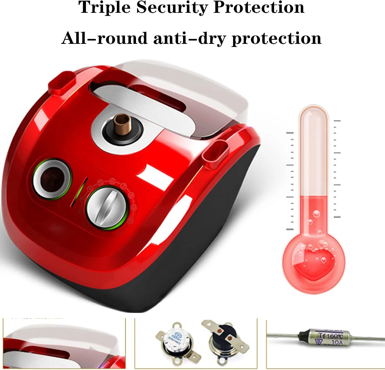 اتو بخار ایستاده عمودی لباس، اتو بخار دستی لباس حرفه ای با قدرت بالا و مخزن آب شفاف 2.3 لیتری، اتو بخار لباس برای منزل (صورتی)