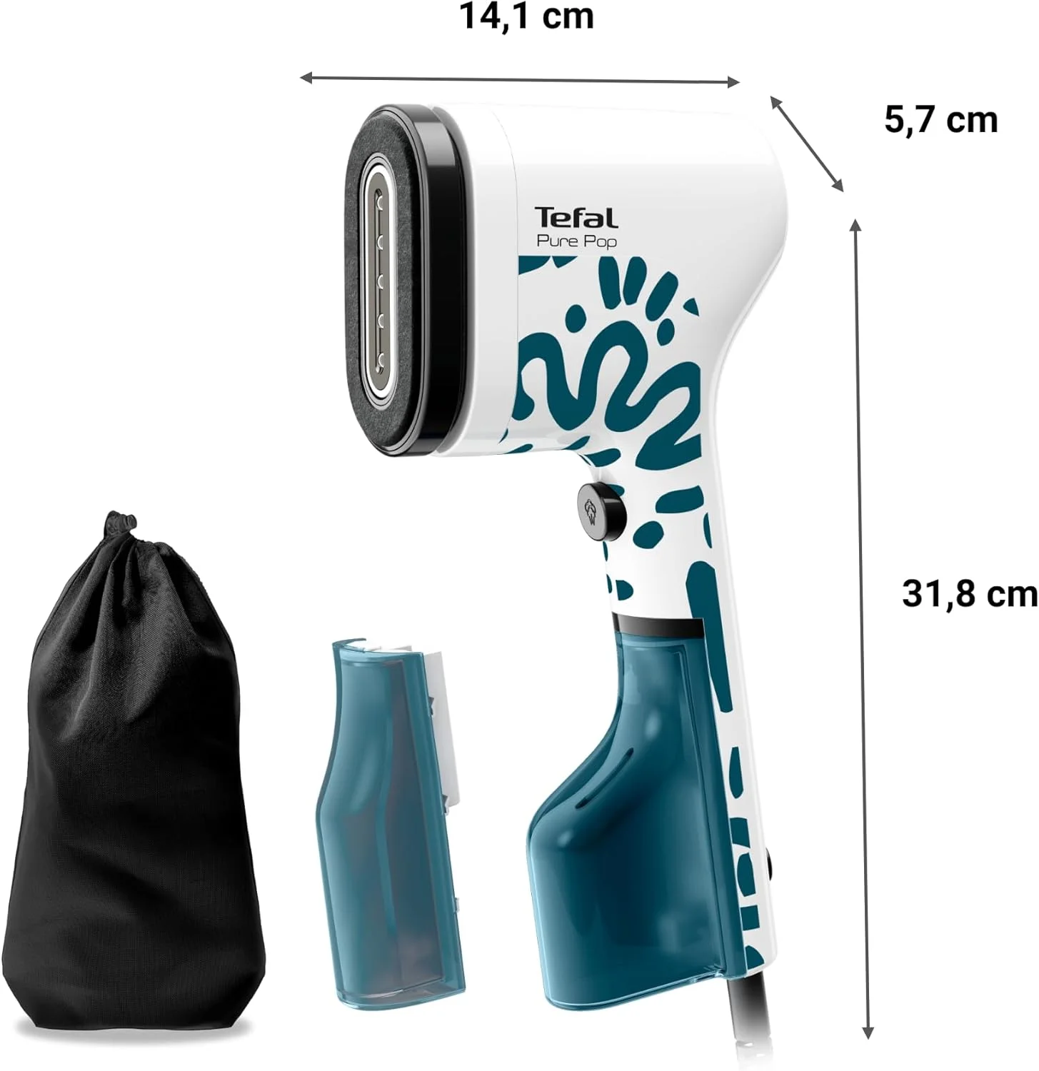 برس بخار تفال مدل Pure Pop Home & Travel DT2040E1، 20 گرم در دقیقه، آماده به کار در 15 ثانیه، سیستم پد، بخار ایمن، مناسب برای خانه و مسافرت، دارای 2 مخزن آب، آبی برس بخار تفال مدل Pure Pop Home & Travel DT2040E1، 20 گرم در دقیقه، آماده به کار در 15 ثانیه، سیستم پد، بخار ایمن، مناسب برای خانه و مسافرت، دارای 2 مخزن آب، آبی