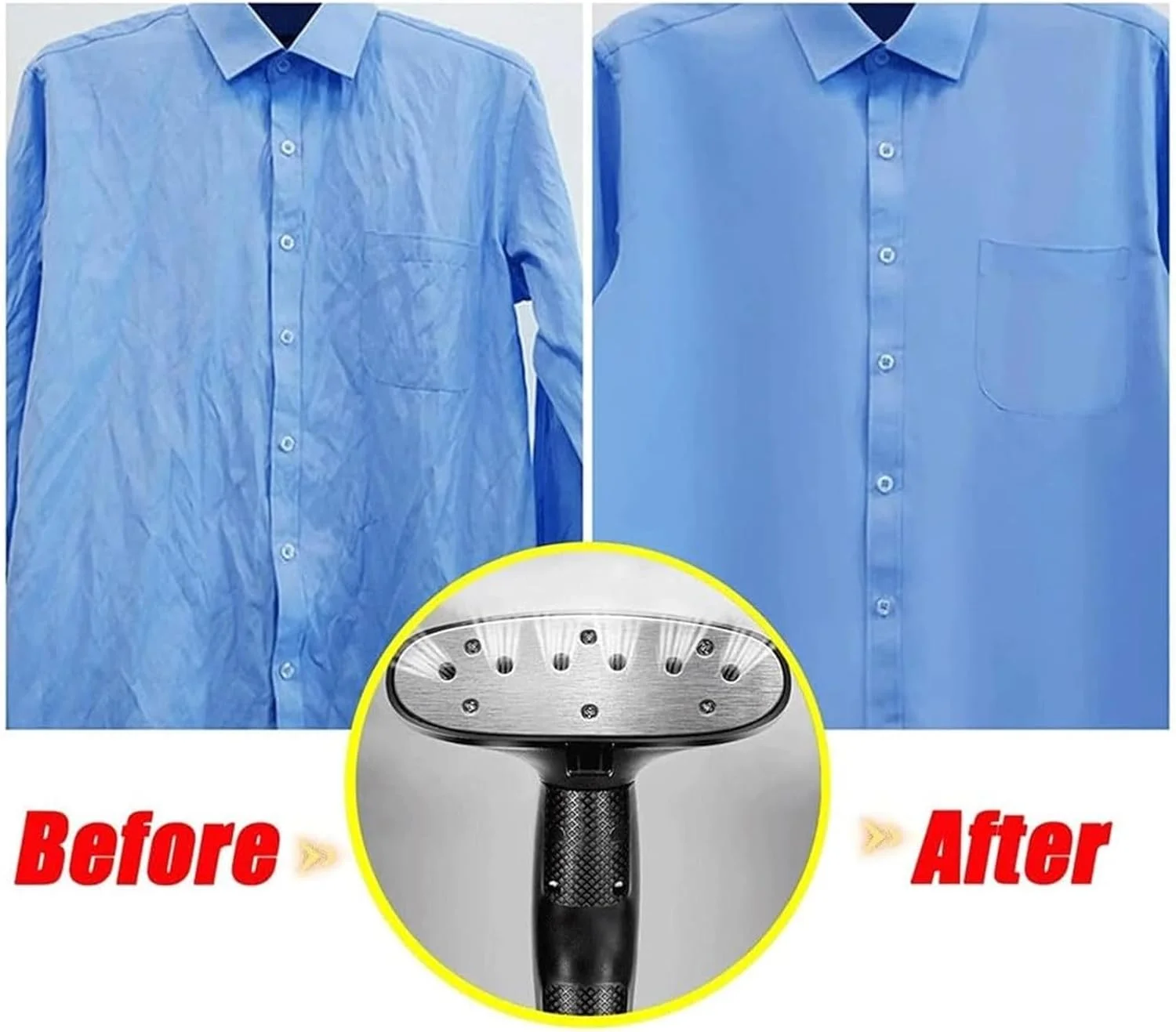 بخارگر عمودی لباس 2380 واتی، بخارگر حرفه ای و سنگین لباس، اتو بخار دستی خانگی برای از بین بردن سریع چروک در 60 ثانیه (قرمز)