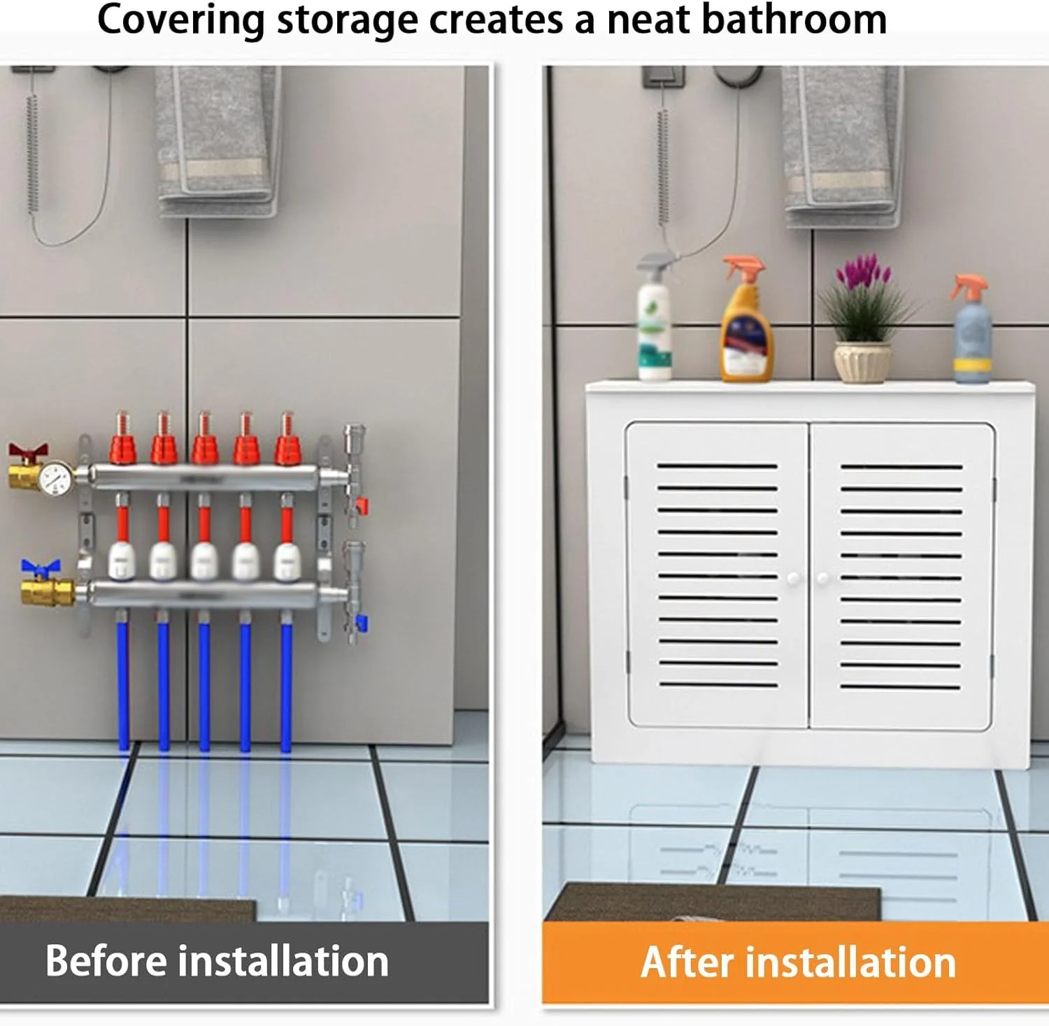 کاور شوفاژ کابینتی YUGXTH، کاور شوفاژ PVC، کاور شوفاژ مدرن سفید، کابینت قفسه ای شوفاژ، کابینت زمینی حمام با 2 درب، مناسب اتاق نشیمن، مبلمان منزل (L100xH70xW25cm) کاور شوفاژ کابینتی YUGXTH، کاور شوفاژ PVC، کاور شوفاژ مدرن سفید، کابینت قفسه ای شوفاژ، کابینت زمینی حمام با 2 درب، مناسب اتاق نشیمن، مبلمان منزل (L100xH70xW25cm)