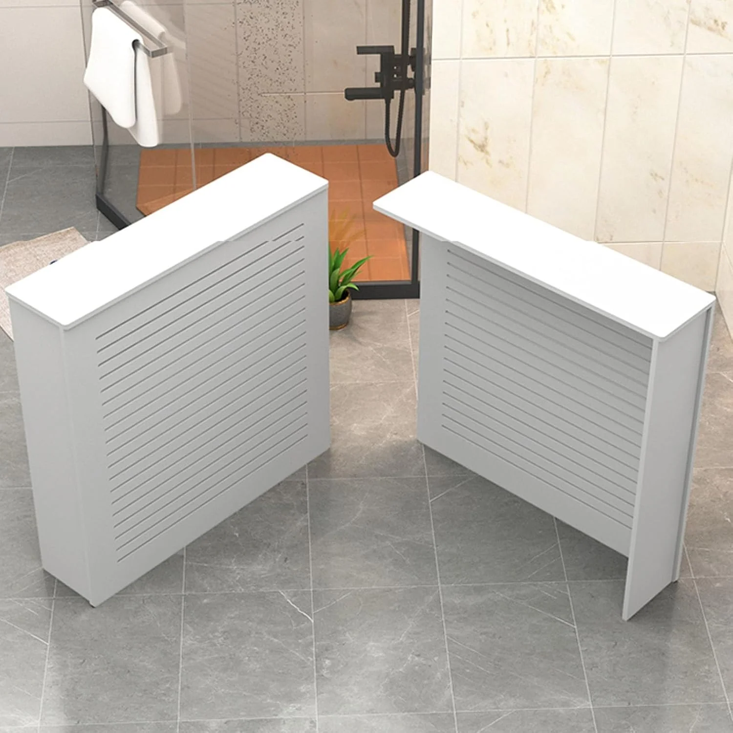 قفسه کابینت گرمایشی YUGXTH، پوشش رادیاتور مدرن، کابینت گرمایشی، کابینت سازمان دهنده پوشش گرمایشی، مناسب برای اتاق نشیمن/اتاق خواب/آشپزخانه (L80xH90xW20cm)