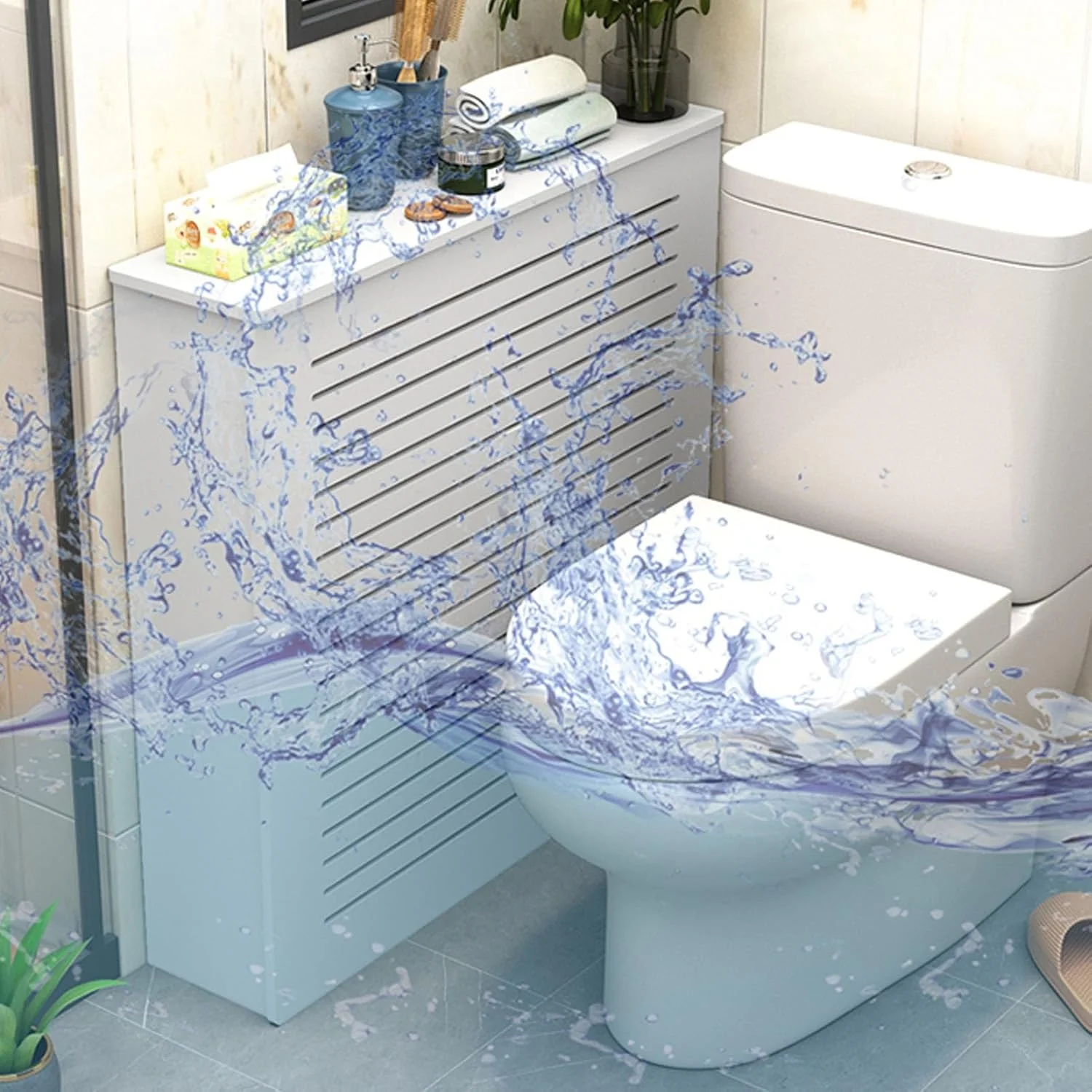 قفسه کابینت گرمایشی YUGXTH، پوشش رادیاتور مدرن، کابینت گرمایشی، کابینت سازمان دهنده پوشش گرمایشی، مناسب برای اتاق نشیمن/اتاق خواب/آشپزخانه (L80xH90xW20cm)