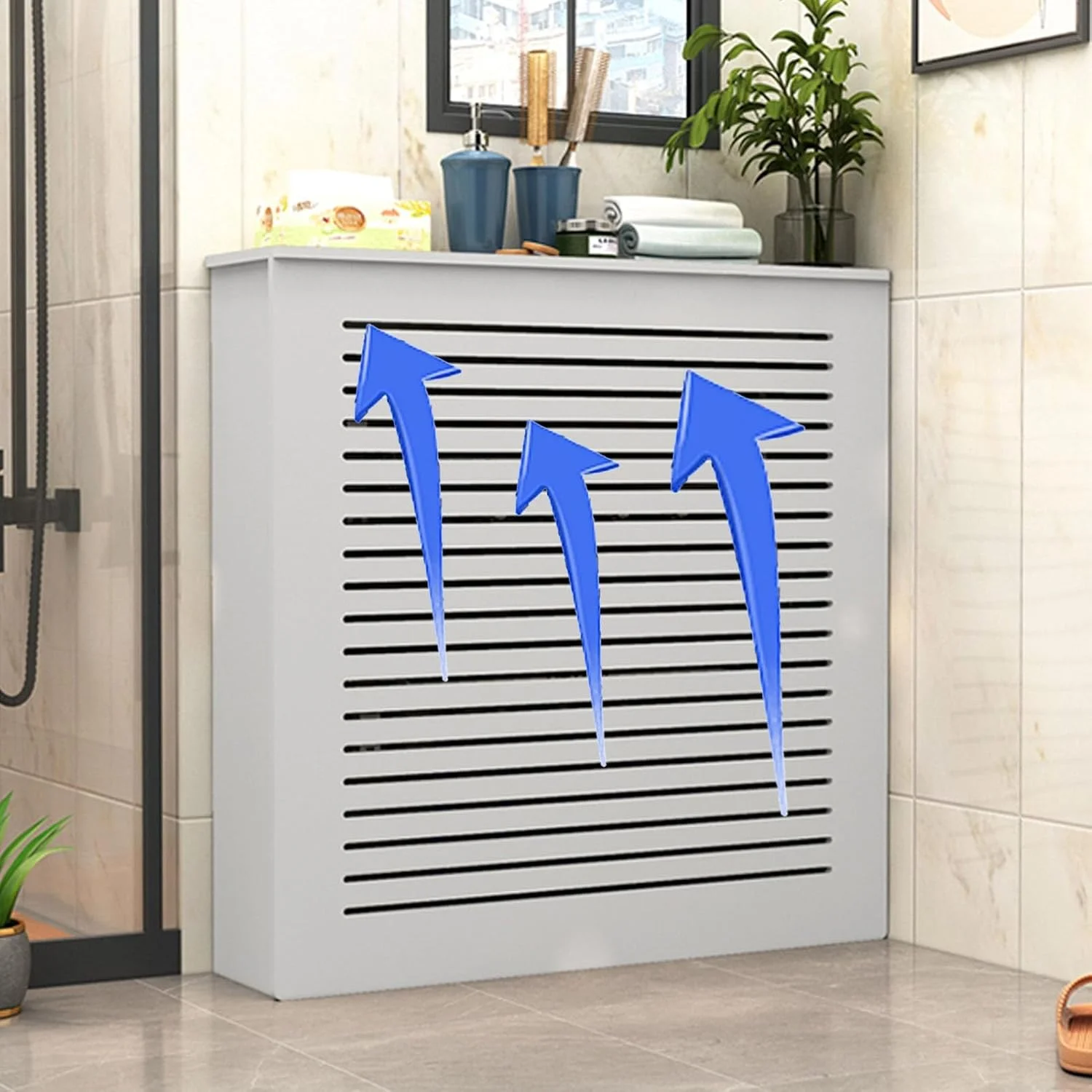 قفسه کابینت گرمایشی YUGXTH، پوشش رادیاتور مدرن، کابینت گرمایشی، کابینت سازمان دهنده پوشش گرمایشی، مناسب برای اتاق نشیمن/اتاق خواب/آشپزخانه (L80xH90xW20cm)