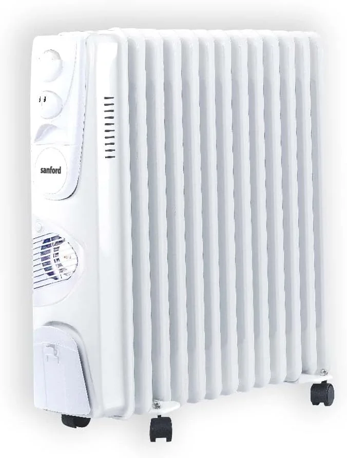 بخاری رادیاتوری روغنی 13 پره سنفورد | توان 2900 وات | 3 تنظیمات حرارت | ترموستات قابل تنظیم | محافظت در برابر گرمای بیش از حد | عملکرد بی صدا | بخاری اتاق قابل حمل (سفید)