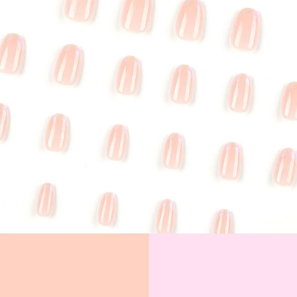 ناخن مصنوعی فرنچ نوک تیز Azonee، 24 عددی، ناخن های مصنوعی با طرح های اکلیلی پوشش کامل اکریلیک، ناخن های چسبی براق برای زنان و دختران