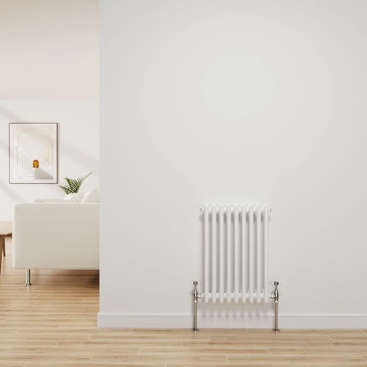 رادیاتور شوفاژ سنتی NRG، چدنی سفید براق، 3 ستون افقی، مناسب برای سیستم گرمایش مرکزی و حمام، ابعاد 600x427 میلی‌متر