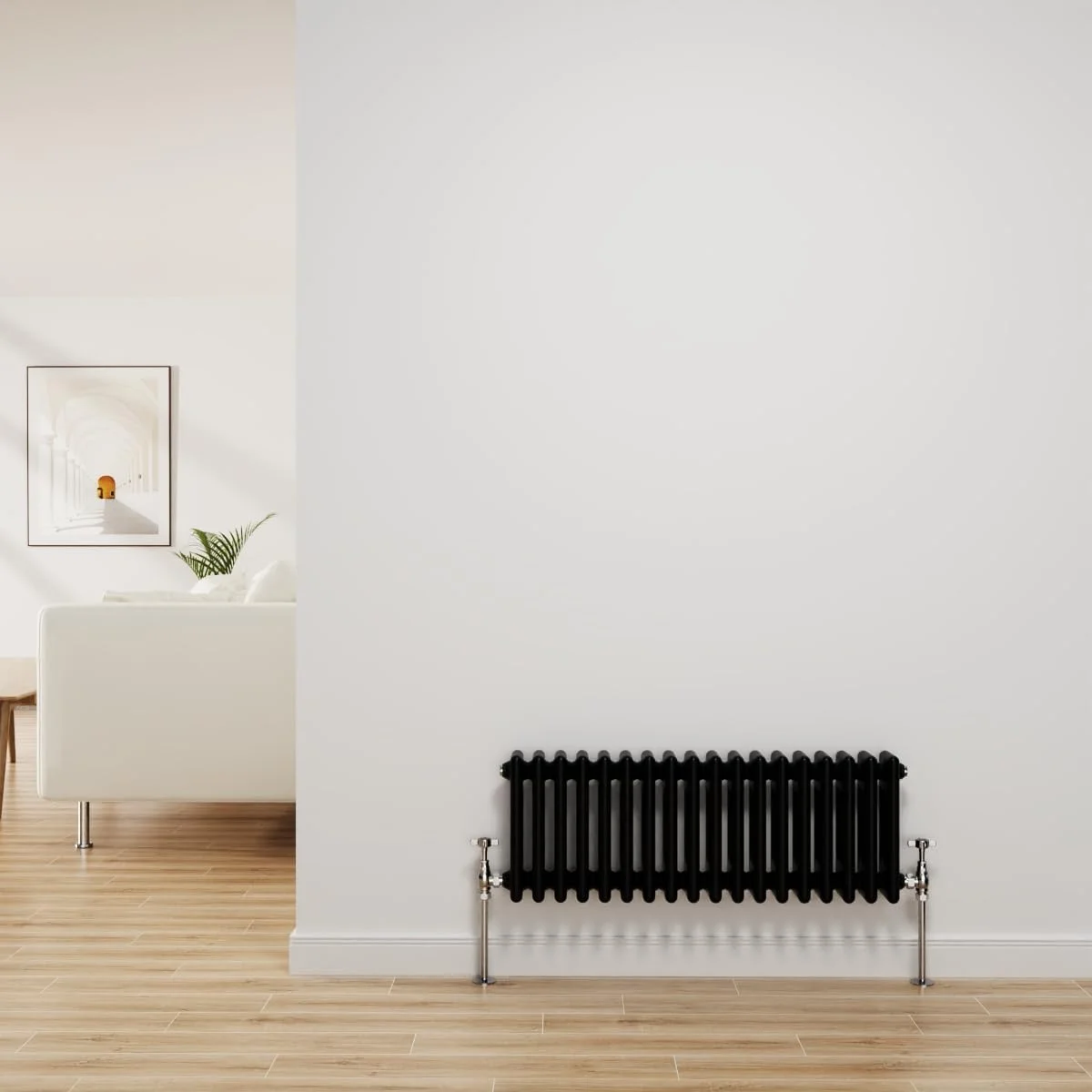 رادیاتور شوفاژ سنتی NRG، چدنی مشکی، 3 ستون افقی، مناسب برای حمام و سیستم گرمایش مرکزی، 300x832 میلی‌متر