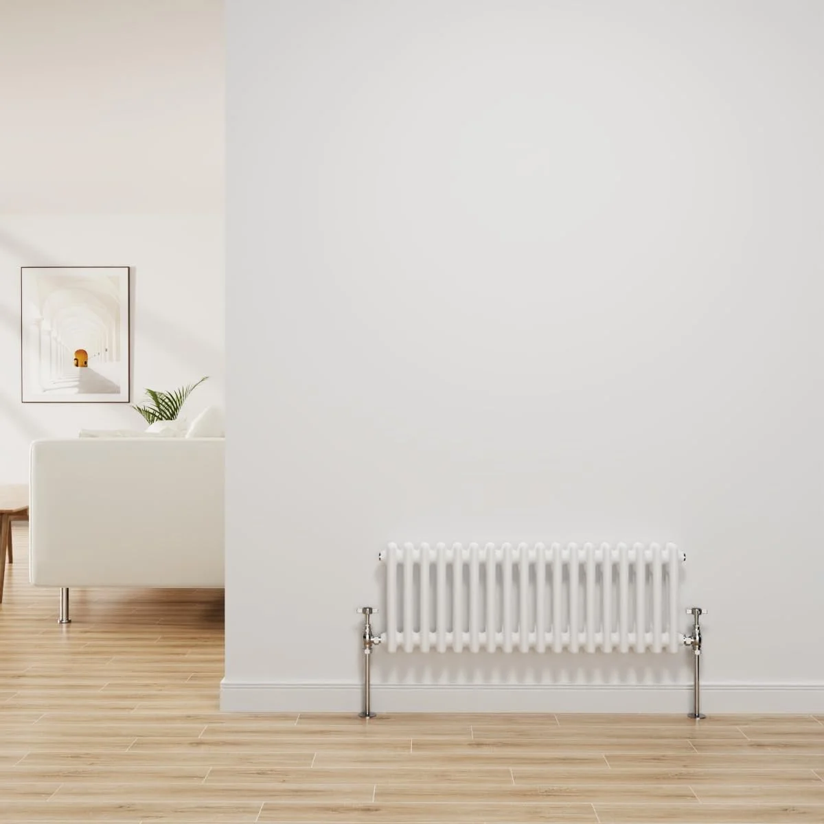 رادیاتور شوفاژ سنتی NRG، چدنی، سفید براق، 2 ستون افقی، مناسب برای حمام و سیستم گرمایش مرکزی، ابعاد 300x830 میلی متر