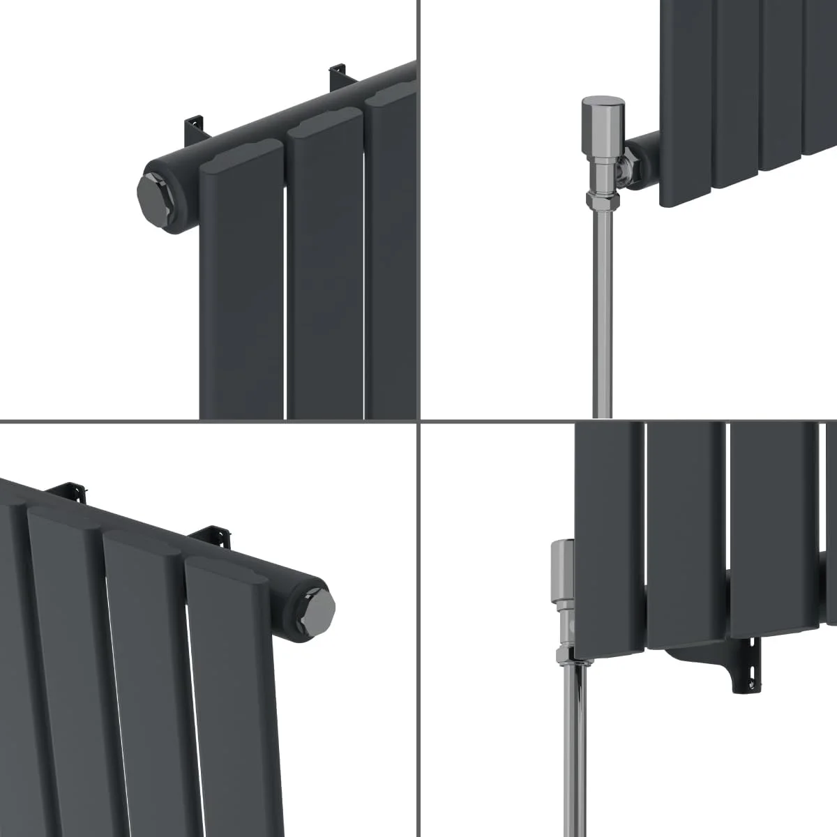 رادیاتور شوفاژ افقی NRG، 600x884 میلی متر - تک پنل ستونی، طراحی مدرن، مناسب حمام، سیستم گرمایش مرکزی، رنگ آنتراسیت