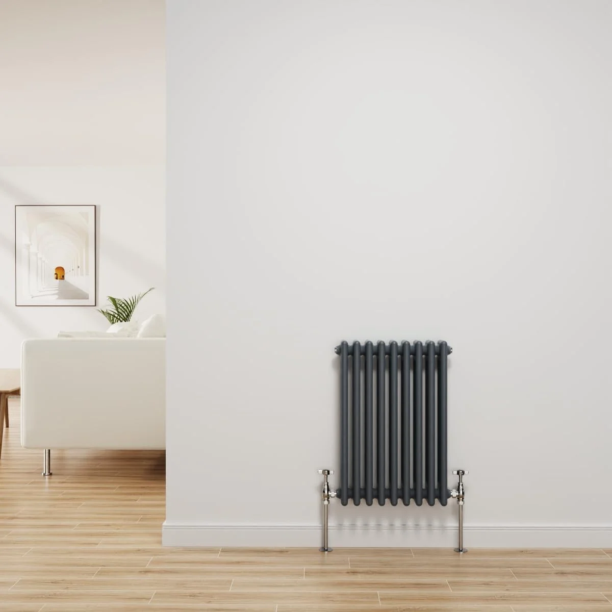 رادیاتور سنتی NRG چدنی آنتراسیت 3 ستونی افقی برای گرمایش مرکزی حمام، ابعاد 600x427 میلی متر