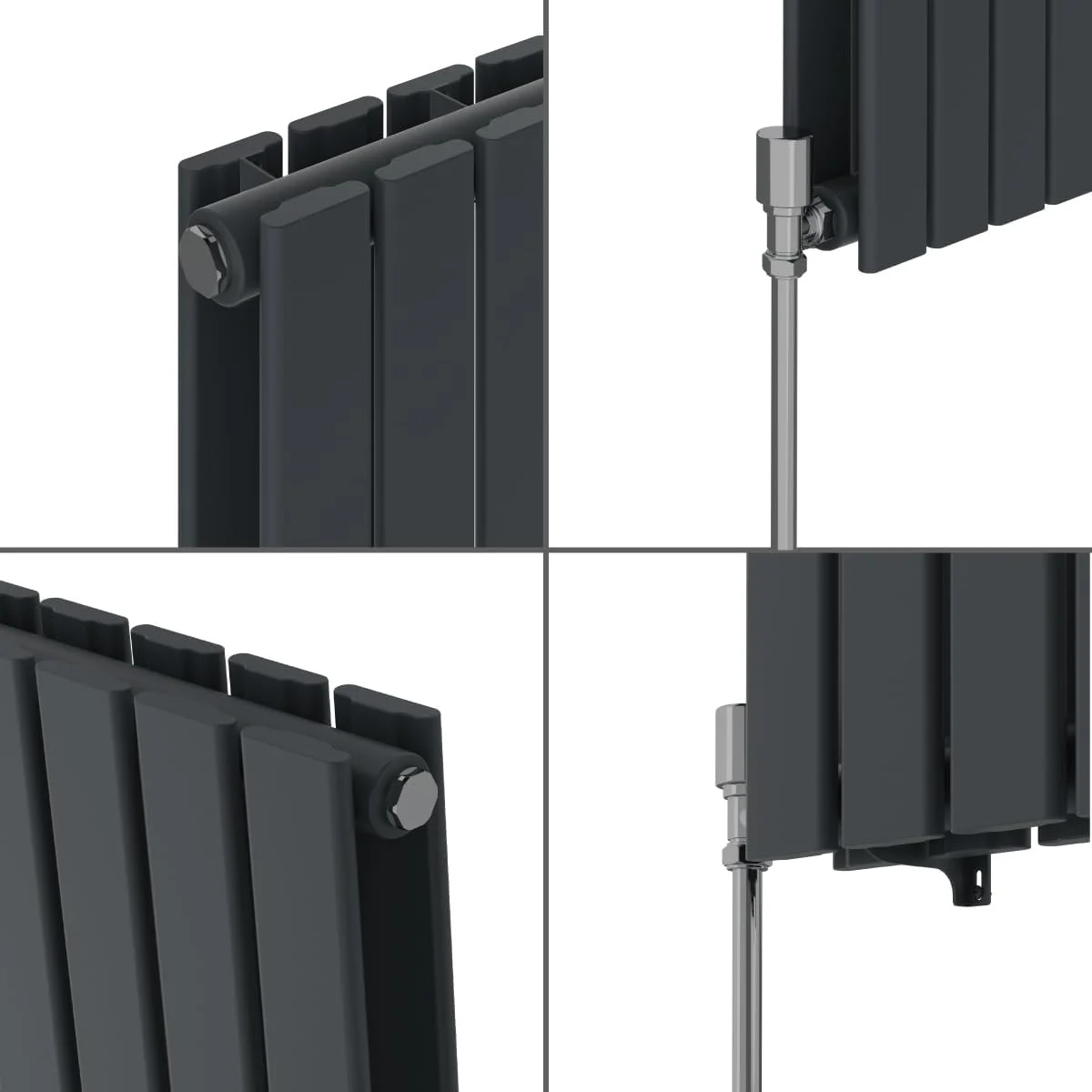 رادیاتور آنتراسیت افقی پنل تخت NRG، مناسب حمام، طراحی مدرن، دو جداره، سیستم گرمایش مرکزی، ابعاد 600x612 میلی متر