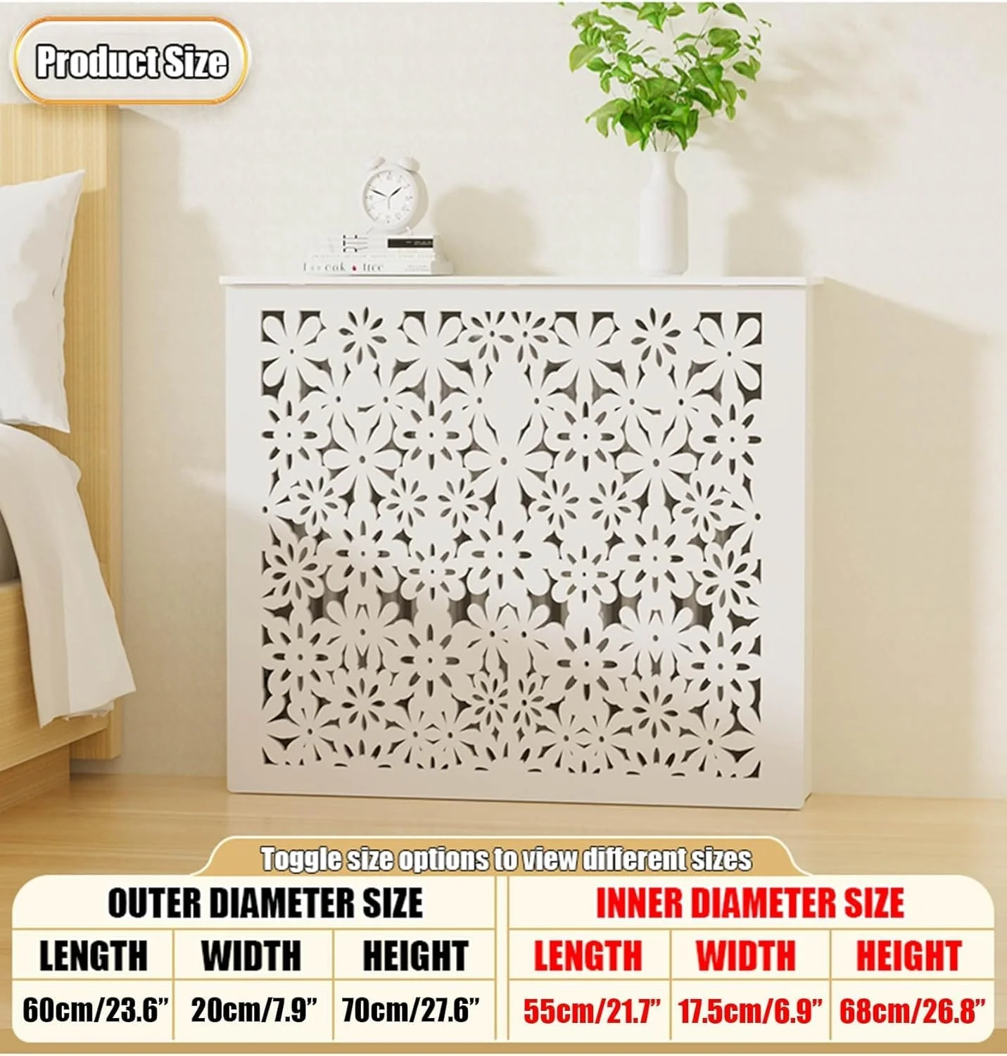 روکش شوفاژ ام دی اف، کاور شوفاژ سفید، قفسه افقی شوفاژ، کابینت گرمایشی مدرن برای اتاق نشیمن، اتاق خواب، راهرو، 70x20x80 سانتی متر روکش شوفاژ ام دی اف، کاور شوفاژ سفید، قفسه افقی شوفاژ، کابینت گرمایشی مدرن برای اتاق نشیمن، اتاق خواب، راهرو، 70x20x80 سانتی متر