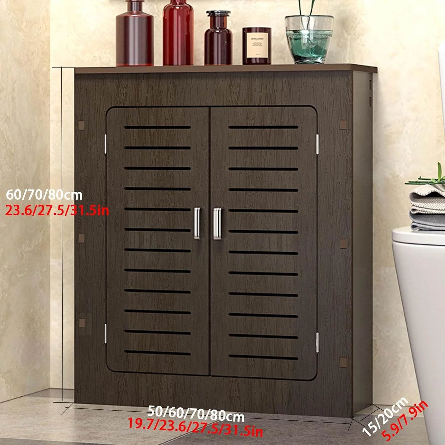 روکش رادیاتور قهوه ای YUGXTH، قفسه کابینت گرمایشی، روکش رادیاتور مدرن، کابینت قفسه ای، دکور مبلمان اتاق نشیمن کابینت رادیاتور گرمایشی PVC، فضای قفسه اضافی (L60xH70xW20cm)