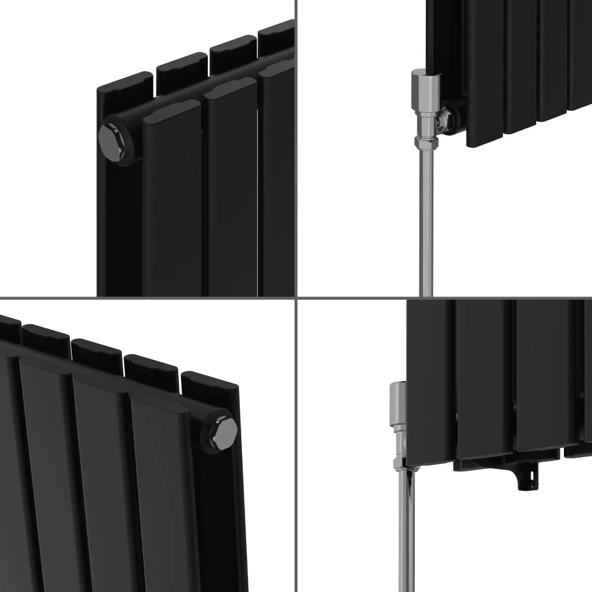 رادیاتور مشکی افقی پنل تخت NRG، طراحی شده برای حمام، دو رادیاتور، گرمایش مرکزی، ابعاد 600x408 میلی متر