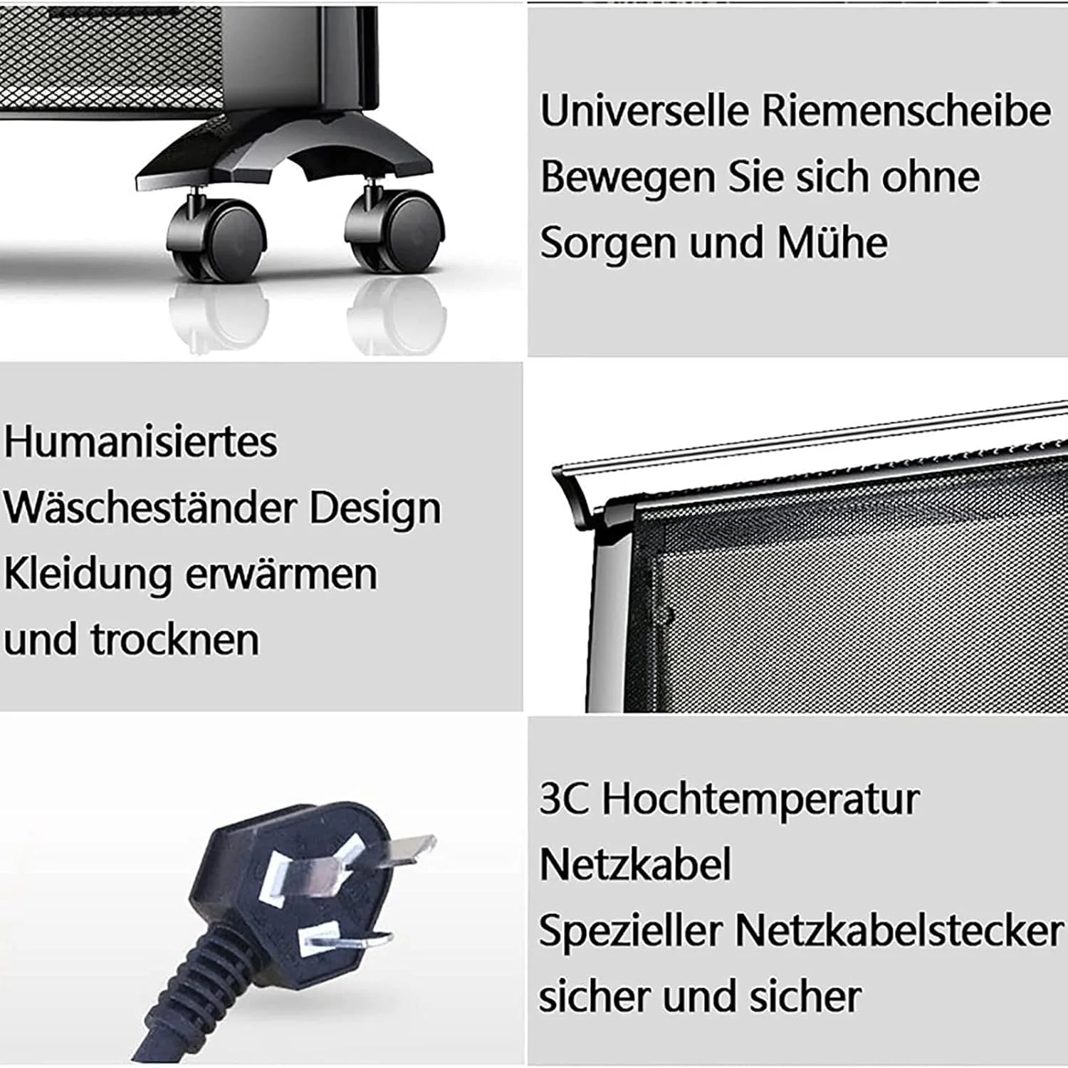 بخاری برقی فن دار با ترموستات 750 وات، کم مصرف، بی صدا، رادیاتور برقی متحرک، گرمایش برقی برای اتاق تا 30 متر مربع، رادیاتور برقی متحرک کم مصرف