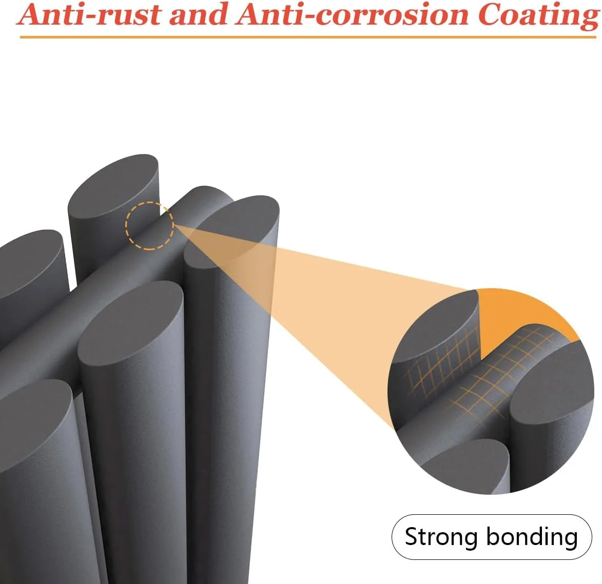 رادیاتور افقی حمام GY آنتراسیت بیضی شکل 600x767 میلی متر رادیاتور شوفاژ مرکزی مدرن دوتایی