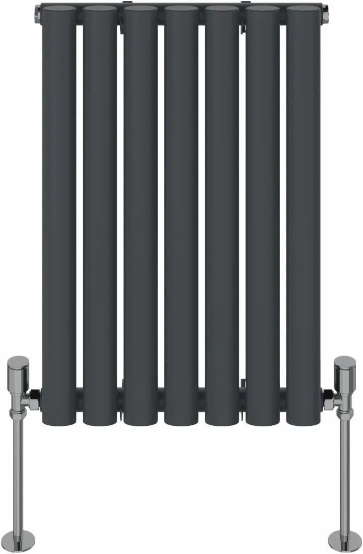 رادیاتور حوله خشک کن بیضی شکل NRG مدل تک پنل آنتراسیت مناسب برای سیستم گرمایش مرکزی حمام، ابعاد 600x413 میلی متر