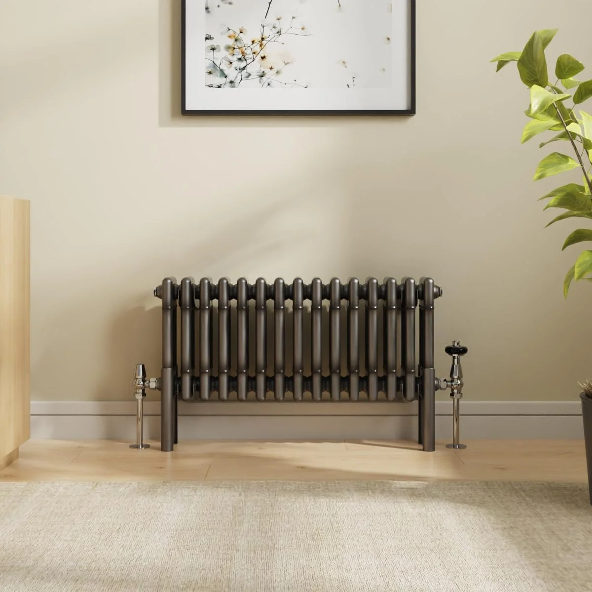 رادیاتور شوفاژ افقی سه ستونی طرح چدن فلز خام NRG با ابعاد 300x695 میلی متر، مناسب برای حمام، آشپزخانه و اتاق نشیمن رادیاتور شوفاژ افقی سه ستونی طرح چدن فلز خام NRG با ابعاد 300x695 میلی متر، مناسب برای حمام، آشپزخانه و اتاق نشیمن