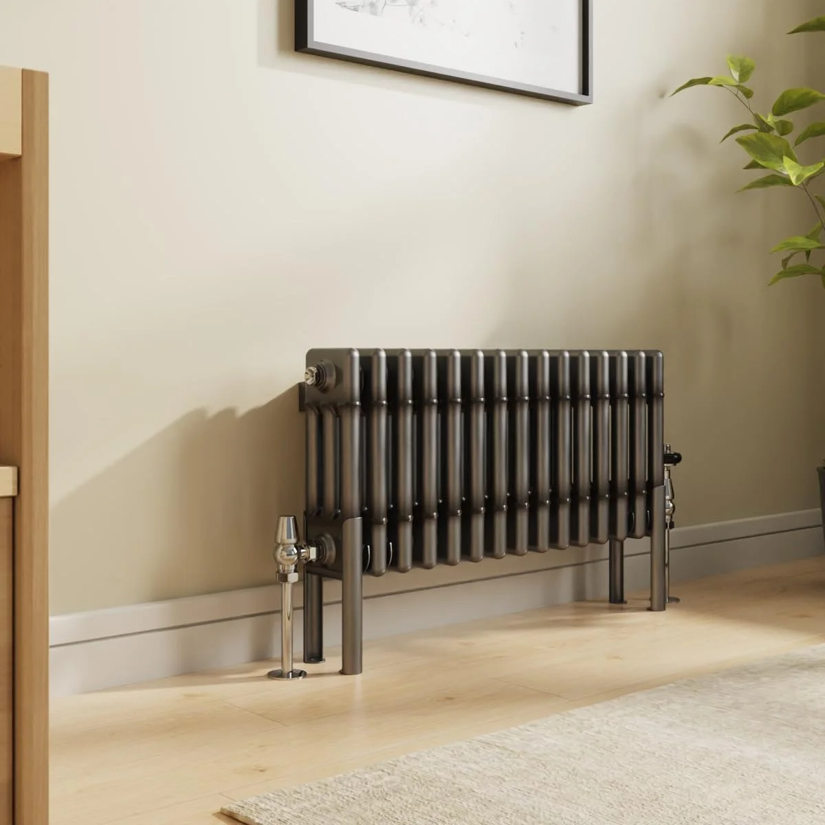 رادیاتور شوفاژ افقی سه ستونی طرح چدن فلز خام NRG با ابعاد 300x695 میلی متر، مناسب برای حمام، آشپزخانه و اتاق نشیمن رادیاتور شوفاژ افقی سه ستونی طرح چدن فلز خام NRG با ابعاد 300x695 میلی متر، مناسب برای حمام، آشپزخانه و اتاق نشیمن