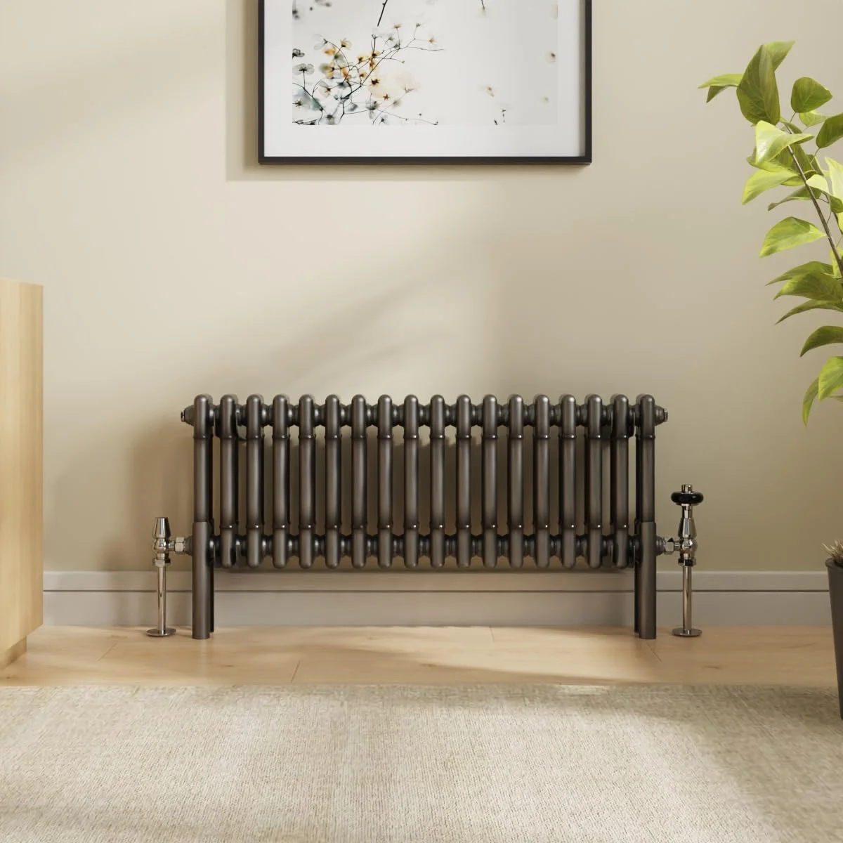 رادیاتور شوفاژ دو ستونی افقی مدل چدنی سنتی NRG، فلز خام، 300x830 میلی متر، مناسب برای حمام، آشپزخانه و اتاق نشیمن رادیاتور شوفاژ دو ستونی افقی مدل چدنی سنتی NRG، فلز خام، 300x830 میلی متر، مناسب برای حمام، آشپزخانه و اتاق نشیمن