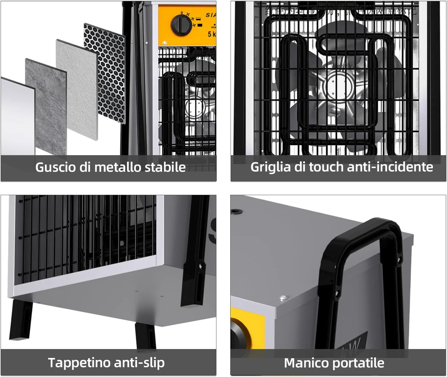 هیتر برقی صنعتی 5000 وات SIAL برای کارگاه های ساختمانی، گاراژ با کنترل ترموستاتیک کاملاً قابل تنظیم و دو حالت گرمایش هیتر برقی صنعتی 5000 وات SIAL برای کارگاه های ساختمانی، گاراژ با کنترل ترموستاتیک کاملاً قابل تنظیم و دو حالت گرمایش