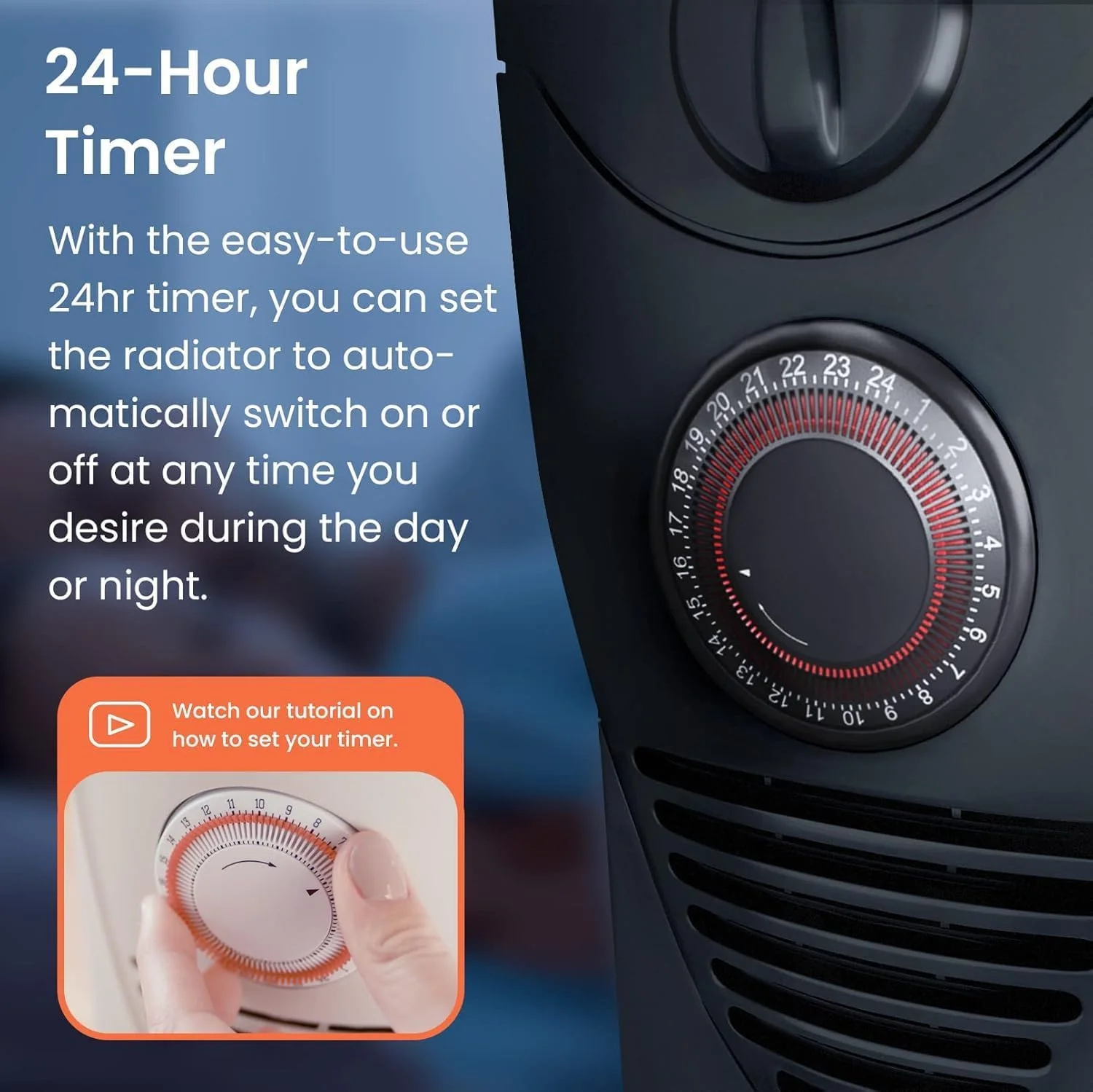 رادیاتور روغنی پرو بریز با 11 پره - رادیاتور برقی باریک - بخاری روغنی قابل حمل با تایمر 24 ساعته داخلی، 3 تنظیمات حرارتی، ترموستات قابل تنظیم (رادیاتور مشکی)