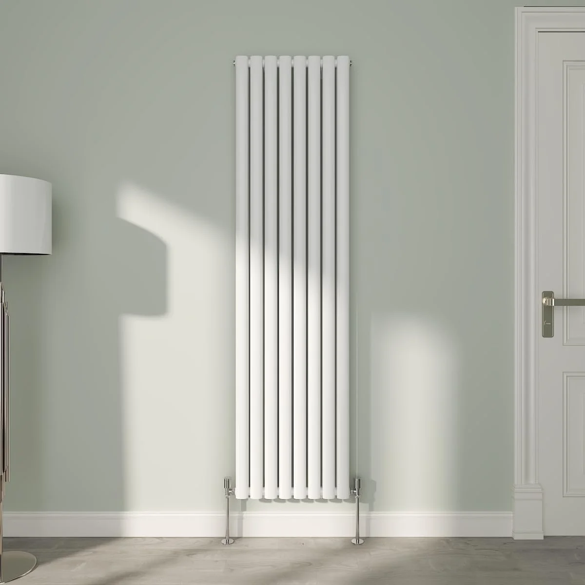 رادیاتور شوفاژ دیواری سفید دوگانه NRG، طرح بیضی، ابعاد 1800x472 میلی متر