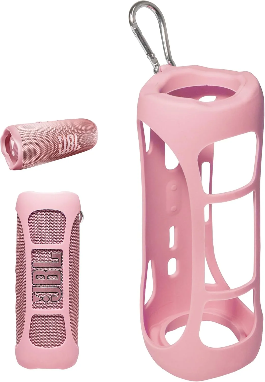کاور سیلیکونی Alltravel برای اسپیکر بلوتوث قابل حمل JBL Flip 6، محافظت کامل قابل حمل، کاور سفارشی با رنگ و شکل هماهنگ (صورتی)