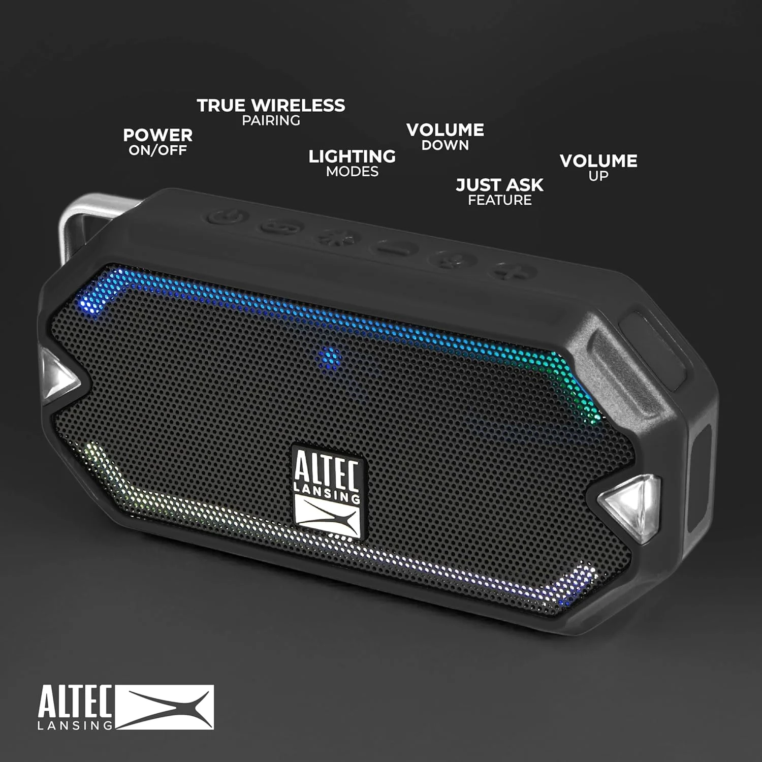 اسپیکر بلوتوثی بی سیم ضد آب Altec Lansing HydraMini با 6 ساعت پخش، شارژ سریع USB-C، مقاوم در برابر آب، گرد و غبار و عرق IP67، نمایش نور LED و حالت Strobe (مشکی) اسپیکر بلوتوثی بی سیم ضد آب Altec Lansing HydraMini با 6 ساعت پخش، شارژ سریع USB-C، مقاوم در برابر آب، گرد و غبار و عرق IP67، نمایش نور LED و حالت Strobe (مشکی)