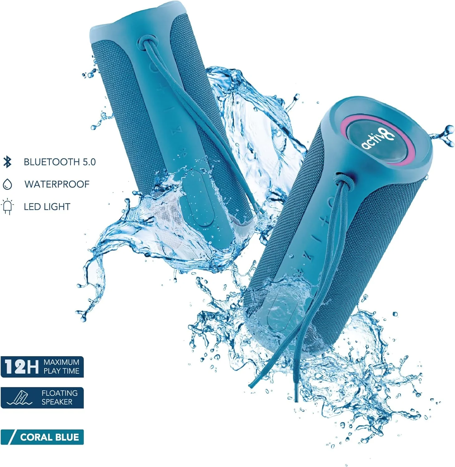 اسپیکر بلوتوثی بی سیم ضد آب Activ8 ActiveAudio -300BK مناسب فضای باز با توان 3 وات به رنگ آبی مرجانی - 12 ساعت پخش مداوم اسپیکر بلوتوثی بی سیم ضد آب Activ8 ActiveAudio -300BK مناسب فضای باز با توان 3 وات به رنگ آبی مرجانی - 12 ساعت پخش مداوم