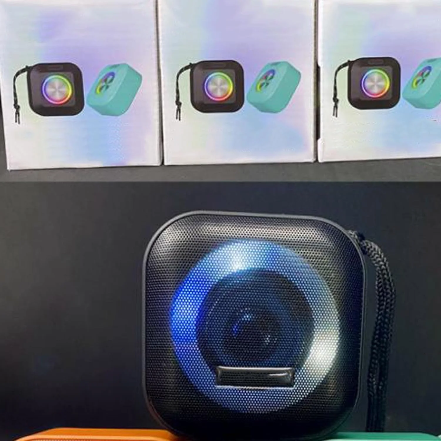 اسپیکر بلوتوث Annadue با نور محیطی LED، اسپیکر دوشی ضد آب IPX4 با ساب ووفر، خروجی صدا، اسپیکر بلوتوث قابل حمل برای مسافرت و کمپینگ (مشکی)