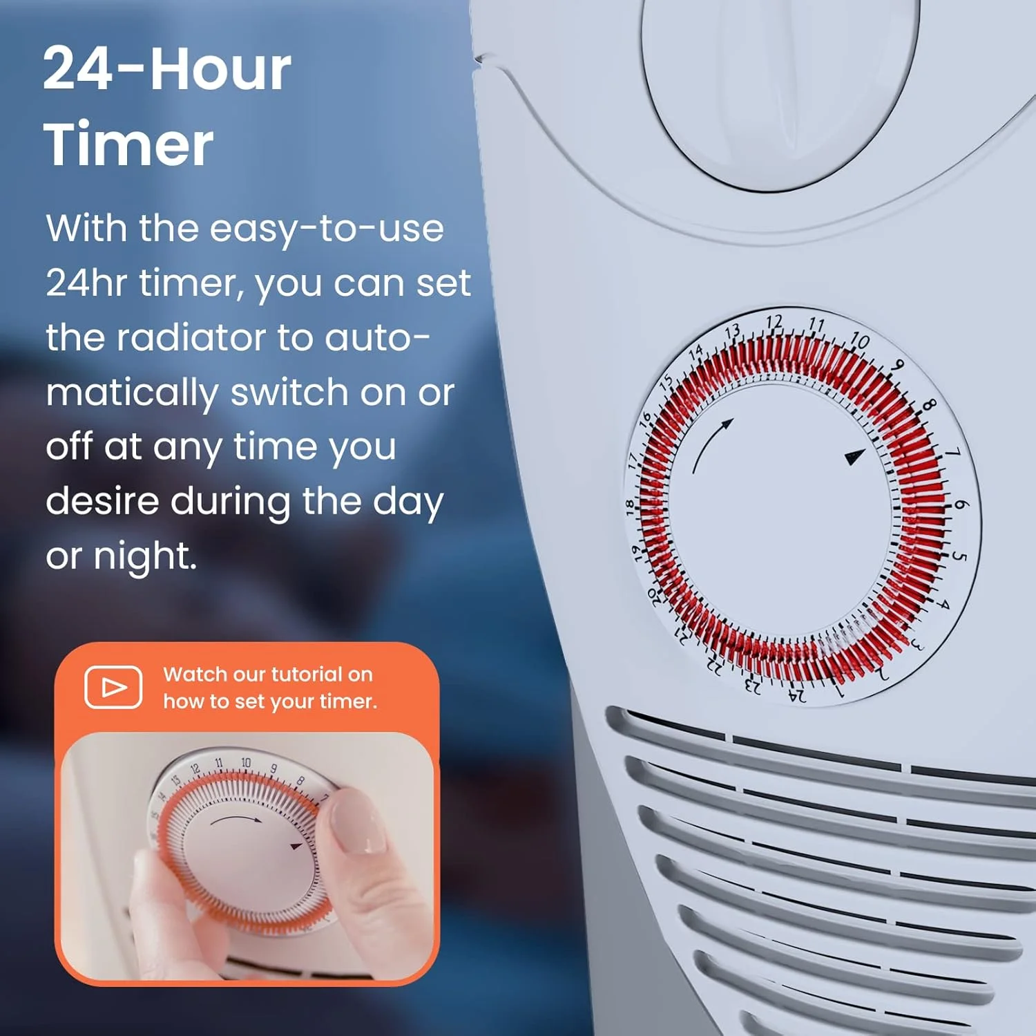 رادیاتور روغنی پروبریز با 11 پره - رادیاتور برقی باریک - بخاری روغنی قابل حمل با تایمر 24 ساعته داخلی، 3 تنظیمات حرارت، ترموستات قابل تنظیم (رادیاتور سفید)