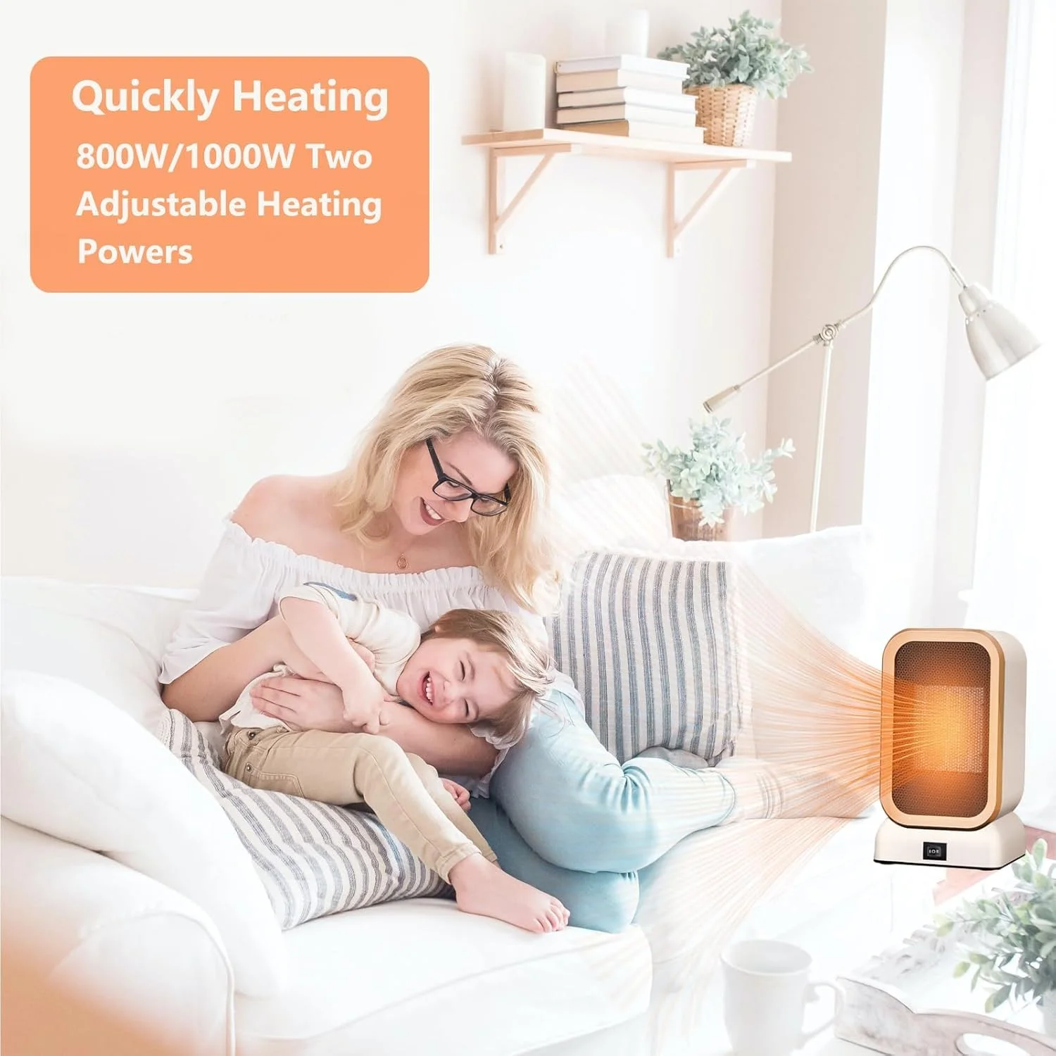 بخاری برقی فضایی نالاکال برای استفاده در محیط داخلی، بخاری فضایی 1000 واتی ایمن و کم مصرف، محافظت در برابر واژگونی و گرم شدن بیش از حد، بخاری های کوچک قابل حمل دو سرعته برای اتاق خواب اداری