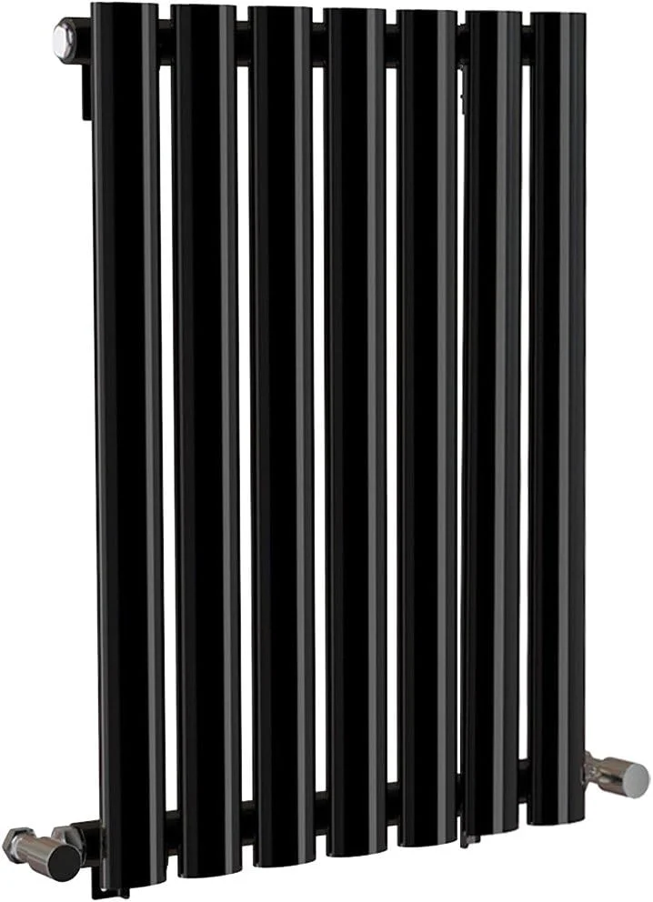 رادیاتور شوفاژ طرح دار مشکی تک پنل افقی بیضی 600mm x 413mm NRG-Radiator مدل NRG مناسب برای سیستم گرمایش مرکزی