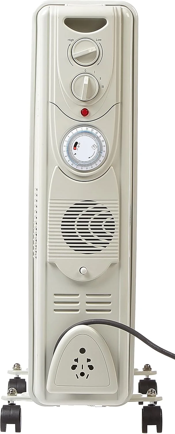 رادیاتور روغنی 11 پره Crownline HT-244، 1000W 1500W 2500W، 220-240 ولت، 50 هرتز، سفید (بازسازی شده)