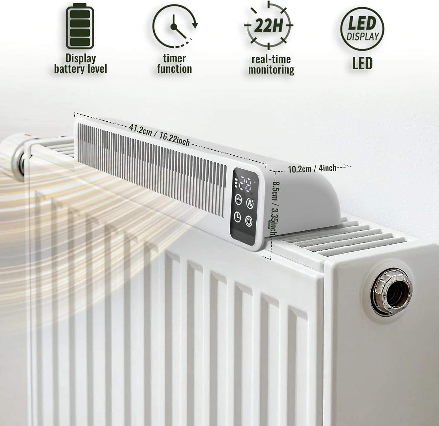 فن رادیاتور کم مصرف Milduall، بسته 1 عددی، فن فوق العاده بی صدا با پایه مغناطیسی، باتری Type-C، نمایشگر هوشمند و تایمر برای گرمایش اتاق فن رادیاتور کم مصرف Milduall، بسته 1 عددی، فن فوق العاده بی صدا با پایه مغناطیسی، باتری Type-C، نمایشگر هوشمند و تایمر برای گرمایش اتاق