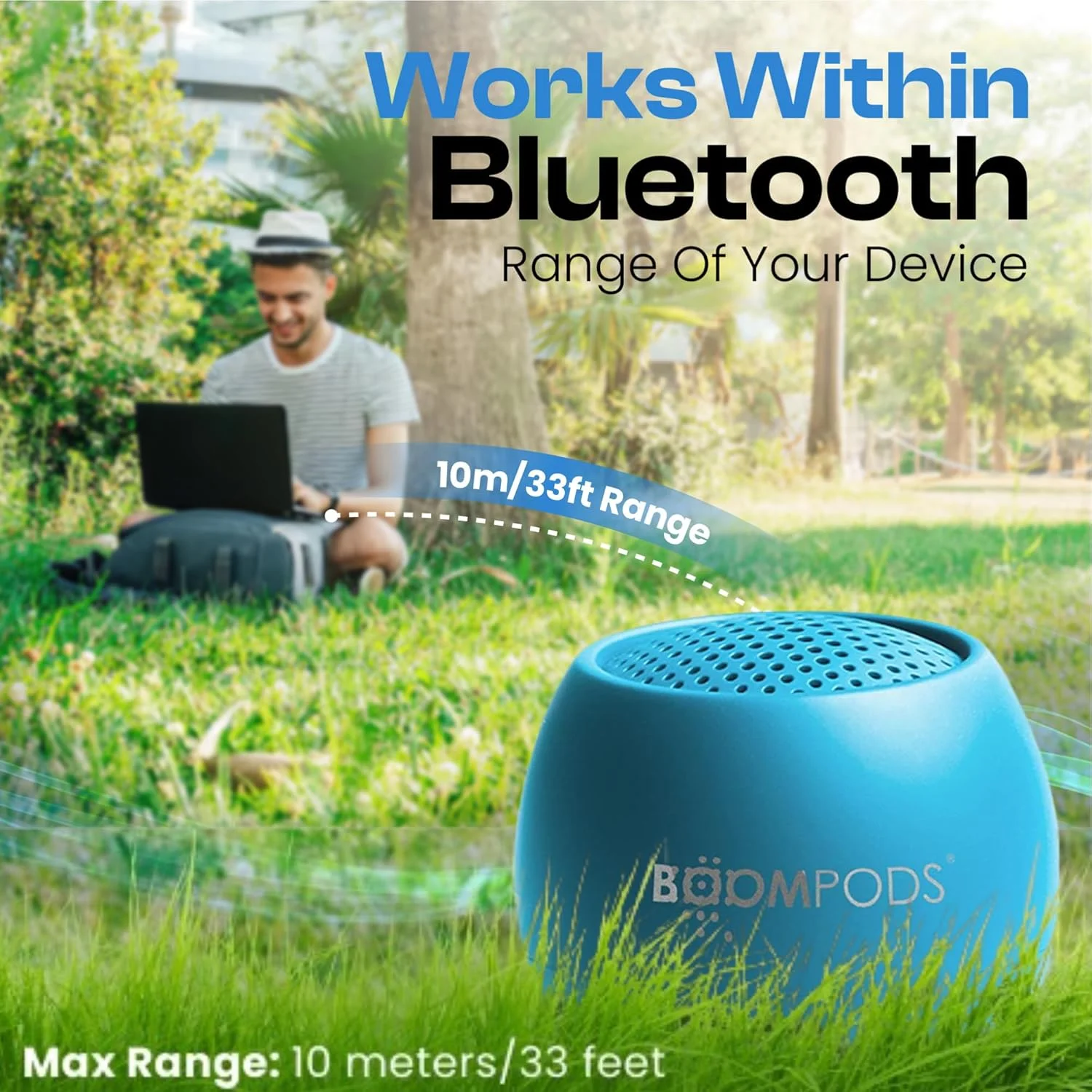 اسپیکر بلوتوثی کوچک Boompods Zero Talk Mini با الکسا داخلی، دستگاه های هوشمند - اسپیکر بی سیم کوچک ضد آب IPX6، 5 ساعت پخش، قابل حمل برای مسافرت، حمام و آیفون، آبی