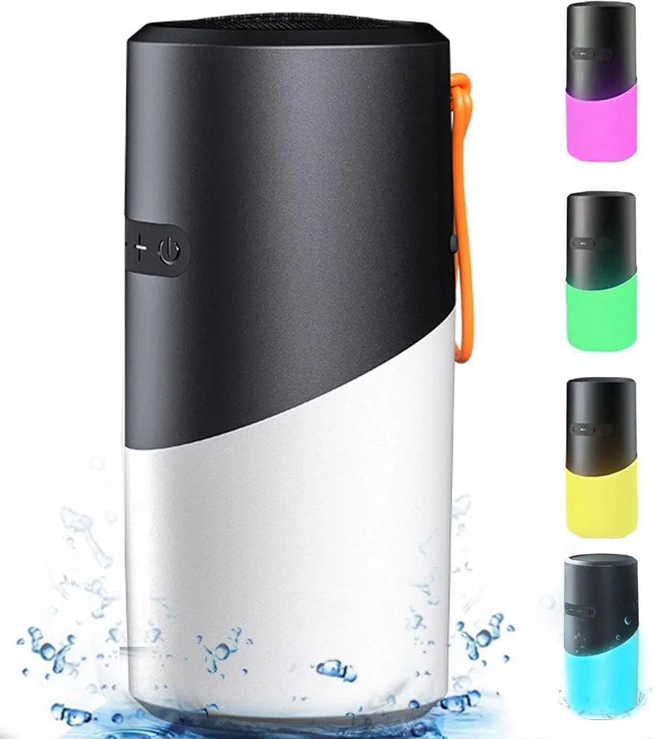 اسپیکر بلوتوثی، اسپیکرهای بی سیم قابل حمل با چراغ های ال ای دی RGB، بلوتوث 5.3، برد بلوتوث 10 متری، اسپیکر ضد آب IPX5 برای کمپینگ در فضای باز، منزل، حمام، تعطیلات، هدایای تولد برای مردان و زنان