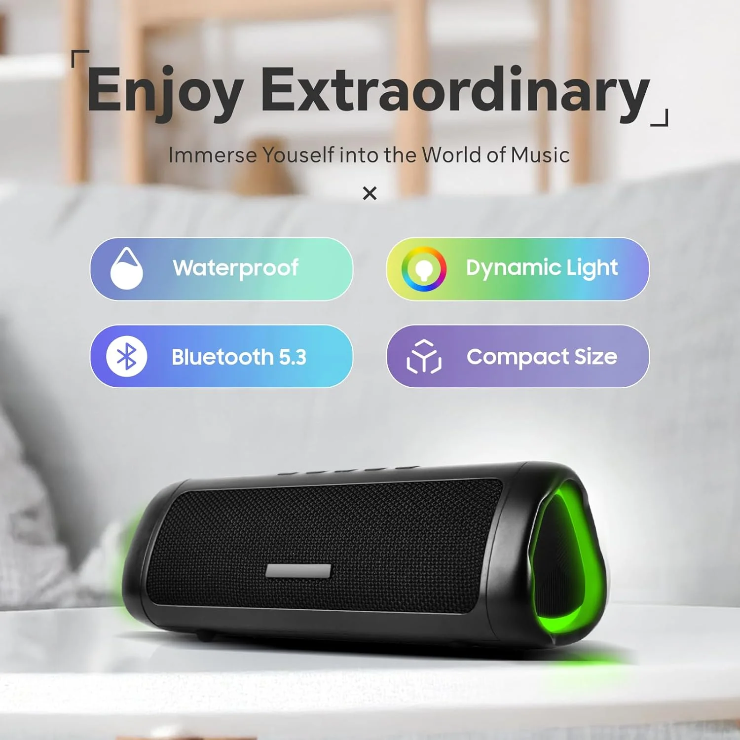 اسپیکر بلوتوثی قابل حمل Baytion، اسپیکر بی سیم قابل حمل با استاندارد ضدآب IPX5 | جفت سازی TWS | BT5.3 | صدای HD | تا 24 ساعت پخش | طراحی عالی | نمایش نور Beat-Dynamic، برای مهمانی، بازی، فیلم، فضای باز اسپیکر بلوتوثی قابل حمل Baytion، اسپیکر بی سیم قابل حمل با استاندارد ضدآب IPX5 | جفت سازی TWS | BT5.3 | صدای HD | تا 24 ساعت پخش | طراحی عالی | نمایش نور Beat-Dynamic، برای مهمانی، بازی، فیلم، فضای باز