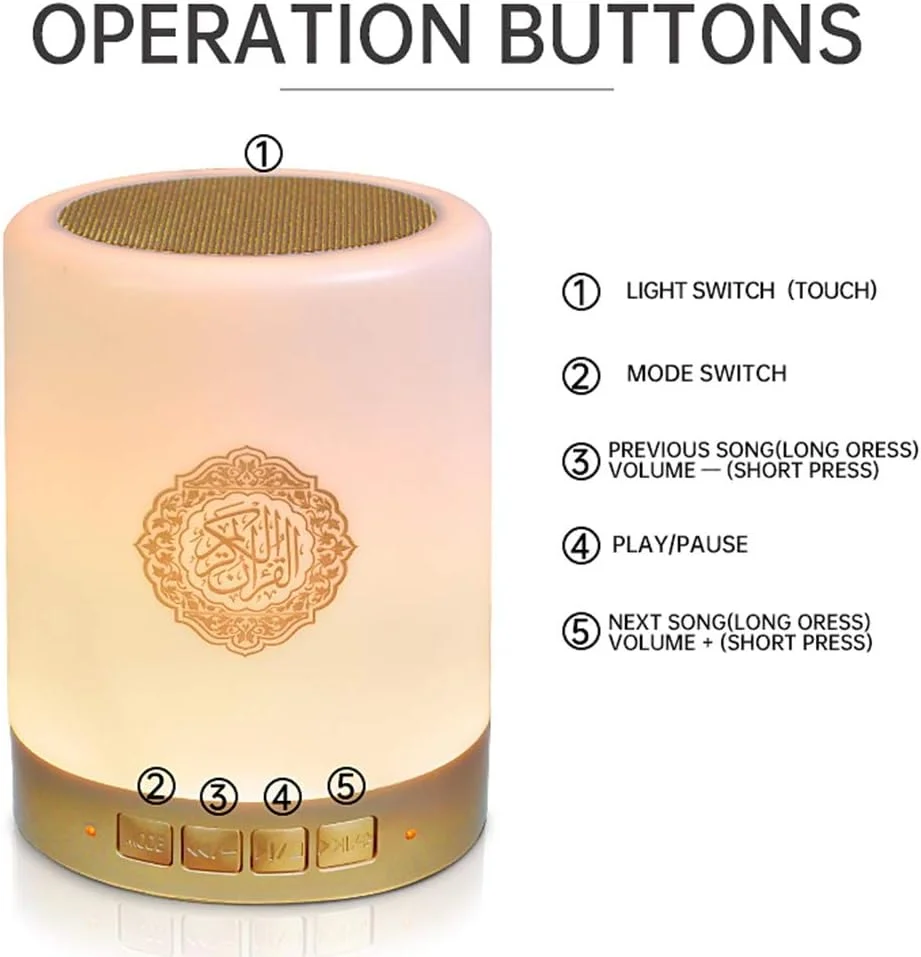 اسپیکر بلوتوث چراغ دار قرآن AWH، چراغ لمسی بلندگوی بلوتوث قرآن مسلمان، چراغ LED لمسی هوشمند ترجمه قرآن شارژ USB کنترل از راه دور برای اتاق خواب و نشیمن اسپیکر بلوتوث چراغ دار قرآن AWH، چراغ لمسی بلندگوی بلوتوث قرآن مسلمان، چراغ LED لمسی هوشمند ترجمه قرآن شارژ USB کنترل از راه دور برای اتاق خواب و نشیمن