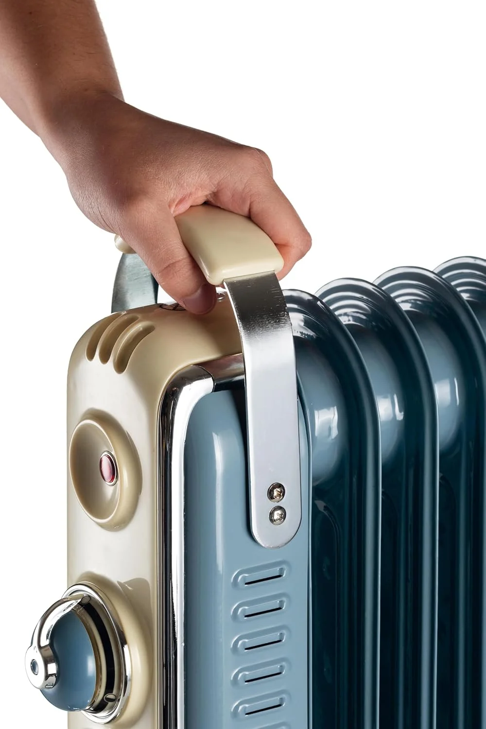 رادیاتور روغنی وینتیج آریته با 7 پره گرمایشی، دمای قابل تنظیم در 3 سطح قدرت 600 وات، 900 وات، 1500 وات، چرخ های گردان، بخاری سریع اتاق ایده آل برای اتاق خواب، خانه و دفتر - آبی ART837/05