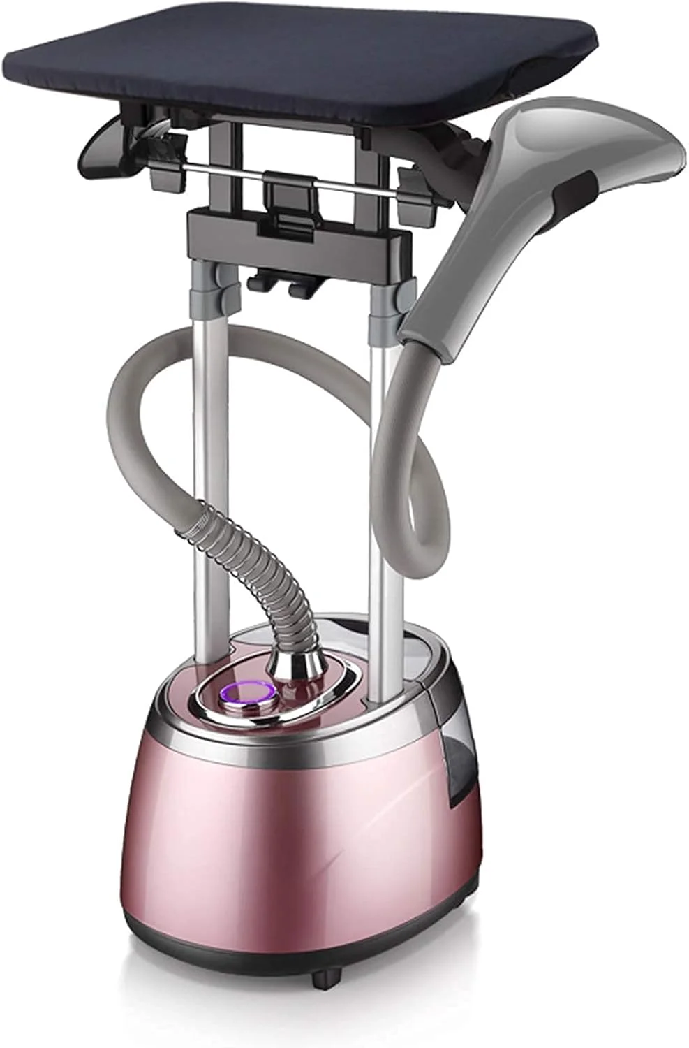 بخارگر ایستاده لباس 2000 وات، بخارگر حرفه ای و سنگین برای مصارف تجاری و خانگی، حذف سریع چروک در 45 ثانیه به همراه میز اتو و مخزن آب 2.5 لیتری (صورتی)