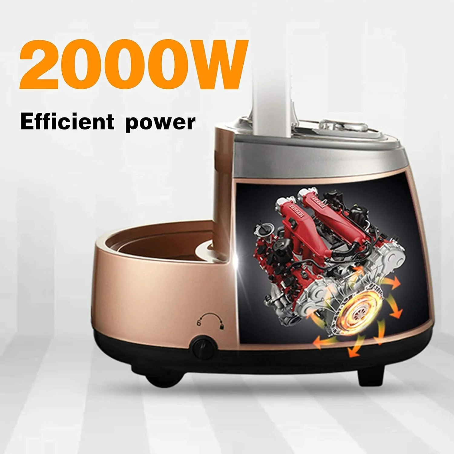 بخارگر ایستاده لباس 2000 وات، بخارگر حرفه ای و سنگین برای مصارف تجاری و خانگی، حذف سریع چروک در 45 ثانیه به همراه میز اتو و مخزن آب 2.5 لیتری (صورتی)