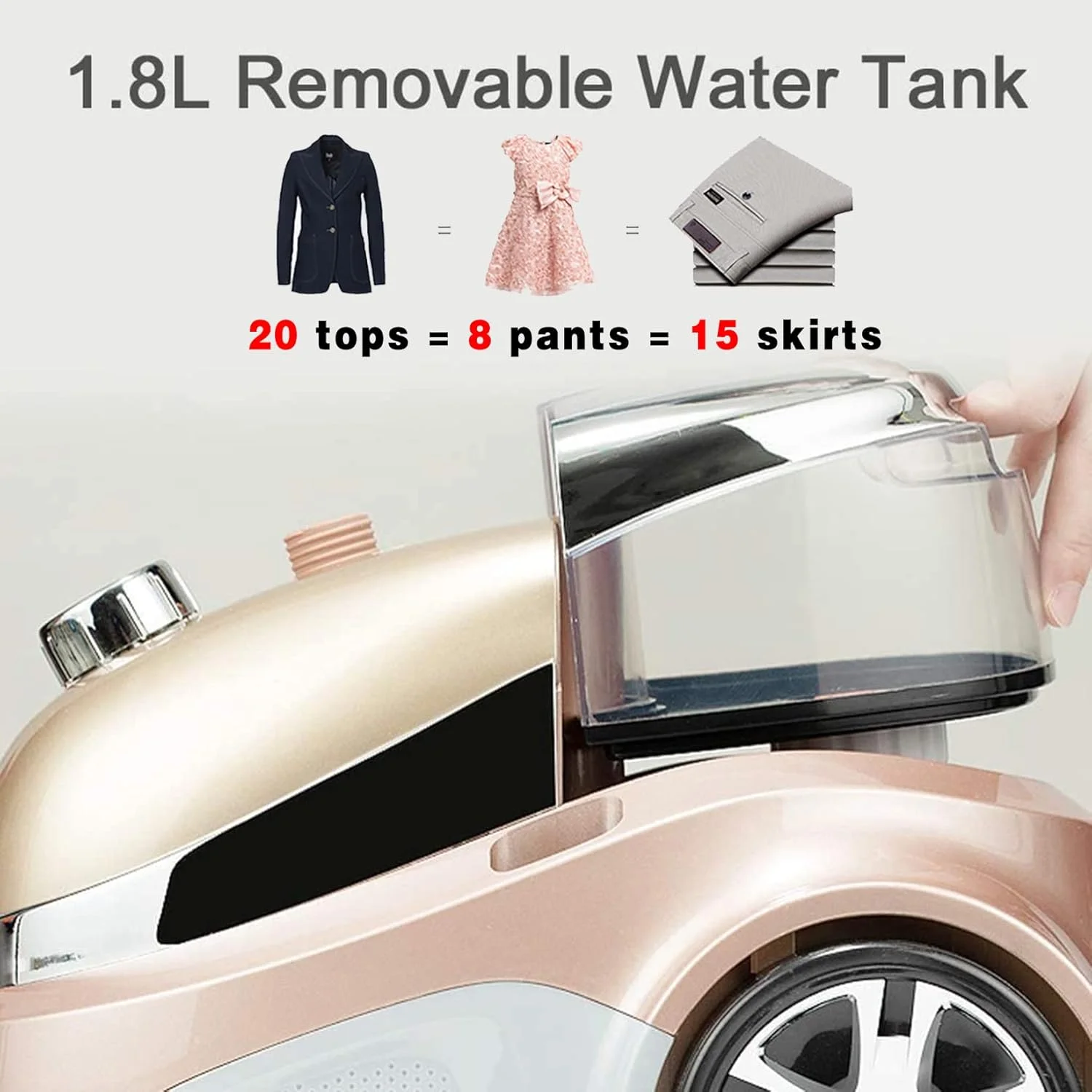 بخارگر عمودی لباس 2000 وات، بخارگر لباس سنگین برای مصارف تجاری و خانگی، اتو بخار دستی لباس، رفع سریع چروک